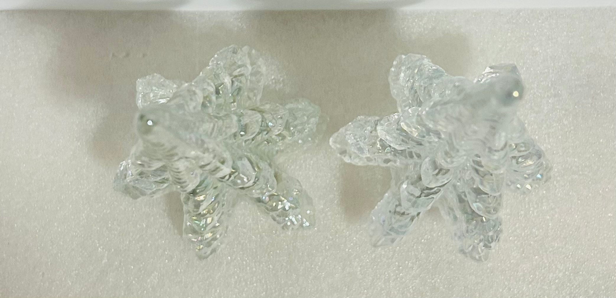 Enesco 1990 Iridescent Glass Christmas Trees 8" Set of 2