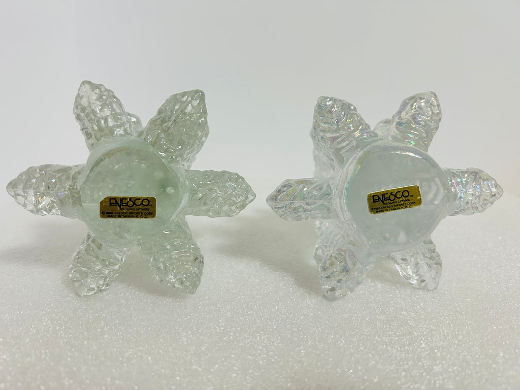 Enesco 1990 Iridescent Glass Christmas Trees 8" Set of 2