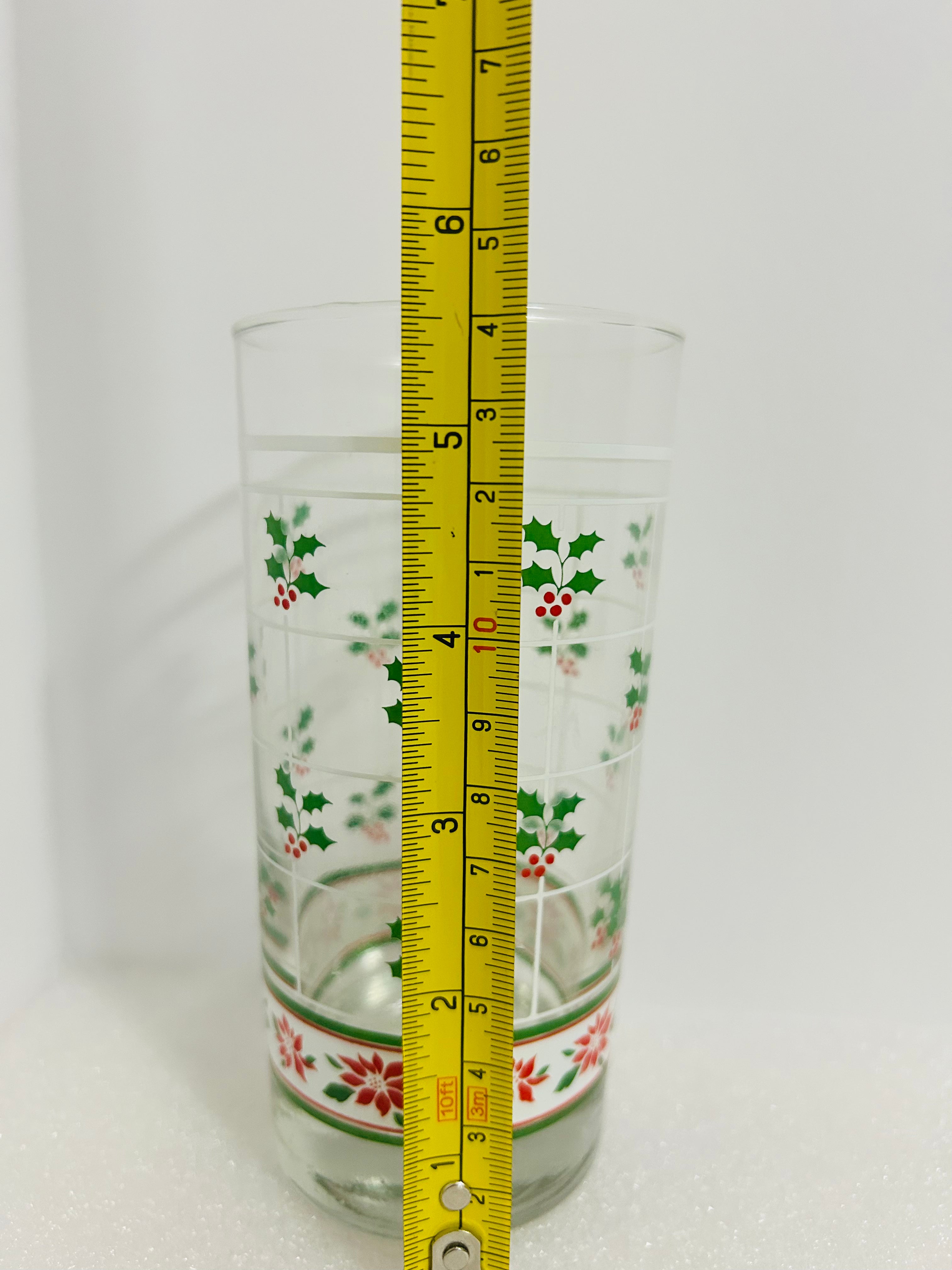 Vintage Libbey Christmas Holly Highball Glasses Set of 3 MCM