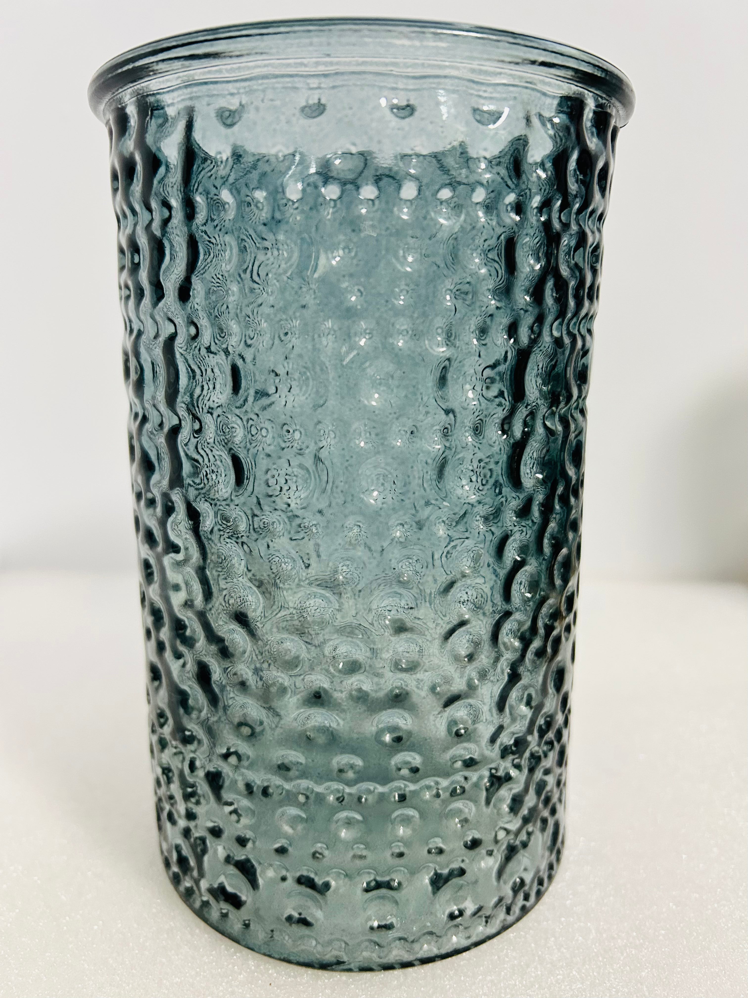 Vintage Anchor Hocking Bubble Mold Blue Glass Vase 7.75”
