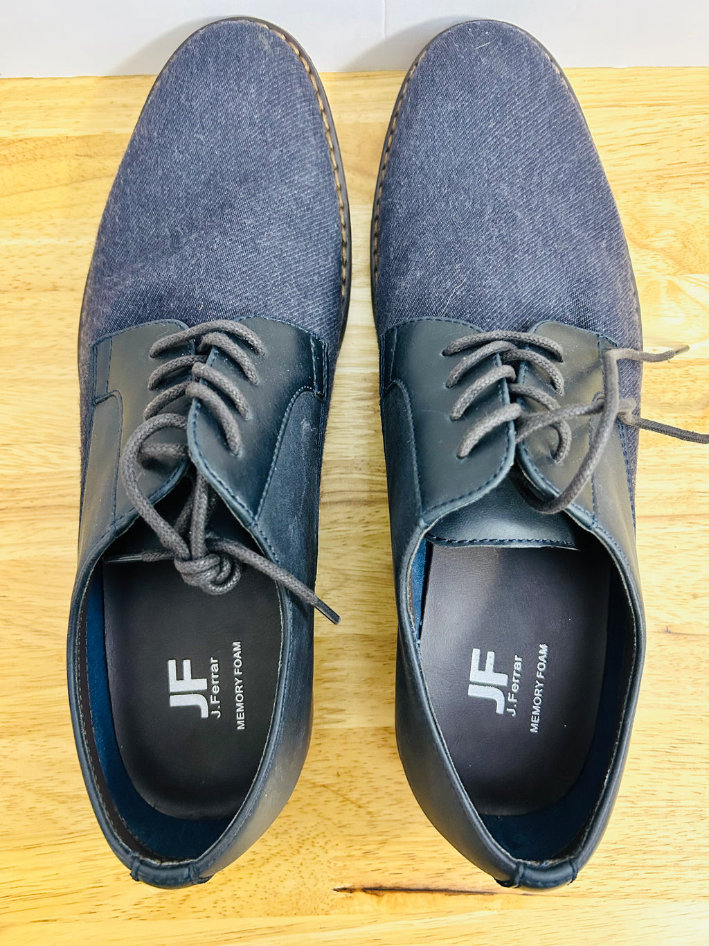 J.Ferrar Marcus 9.5M Blue Oxford Dress Shoes Memory Foam Lace Up