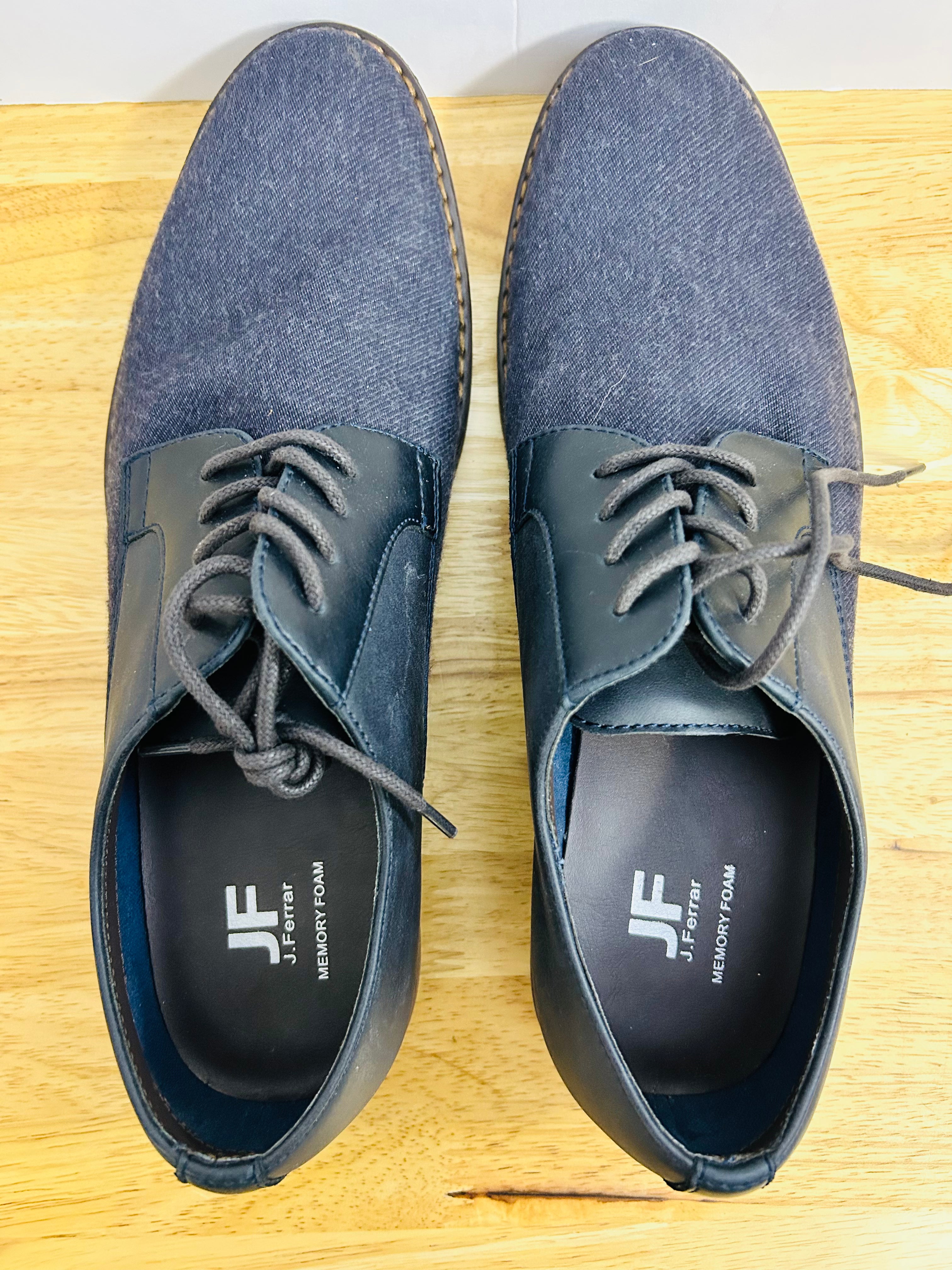 J.Ferrar Marcus 9.5M Blue Oxford Dress Shoes Memory Foam Lace Up