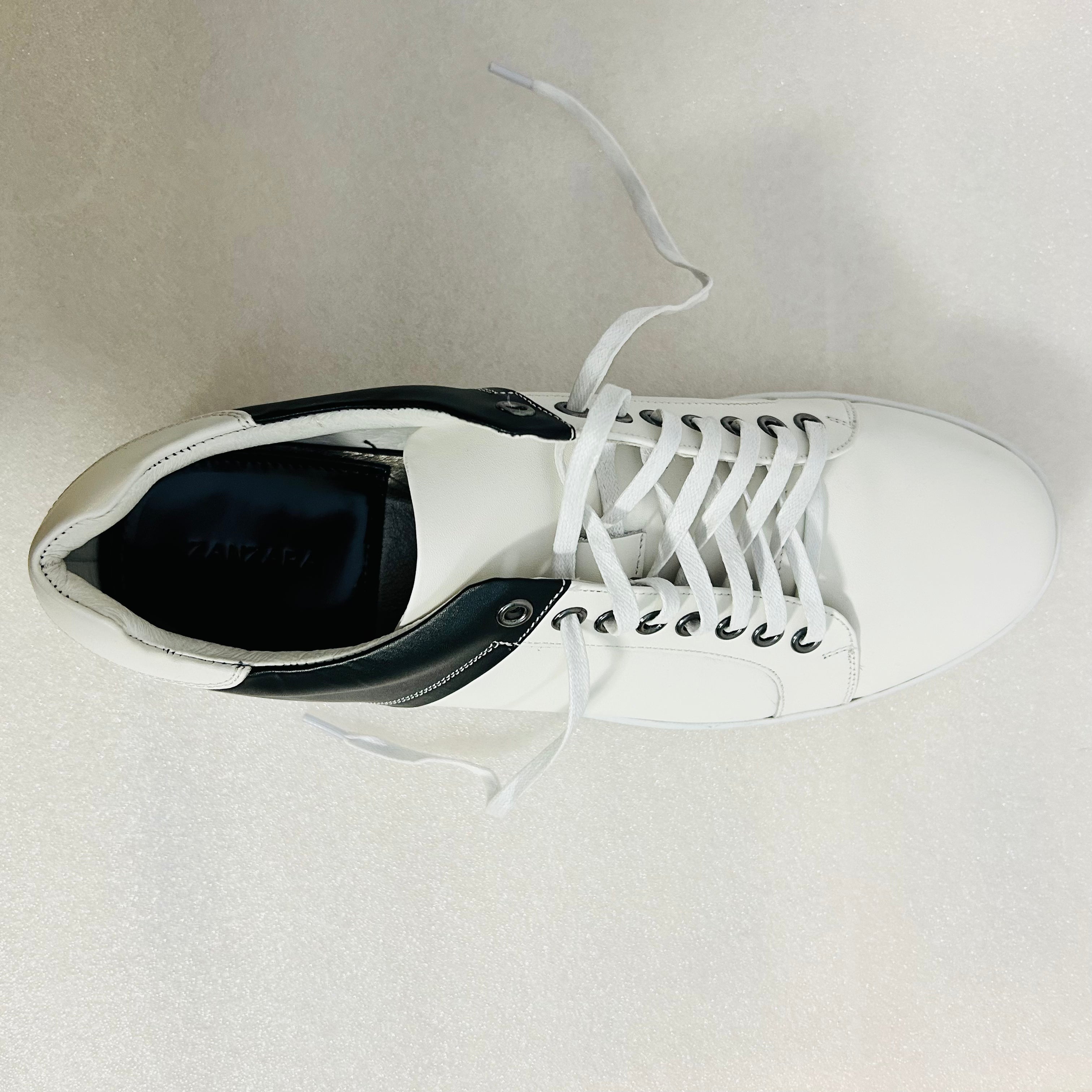 Zanzara ZZ1595L Men’s White Black Leather Sneakers Size 11