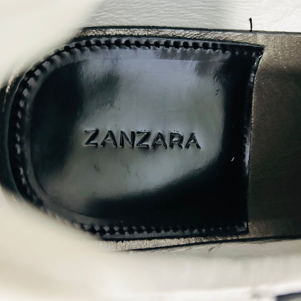 Zanzara ZZ1595L Men’s White Black Leather Sneakers Size 11