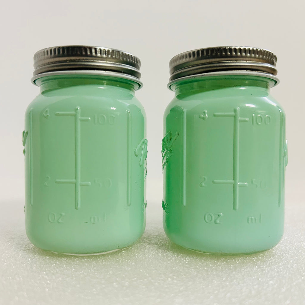 Mason Craft & More Jadeite Salt Pepper Shakers Set Green Glass