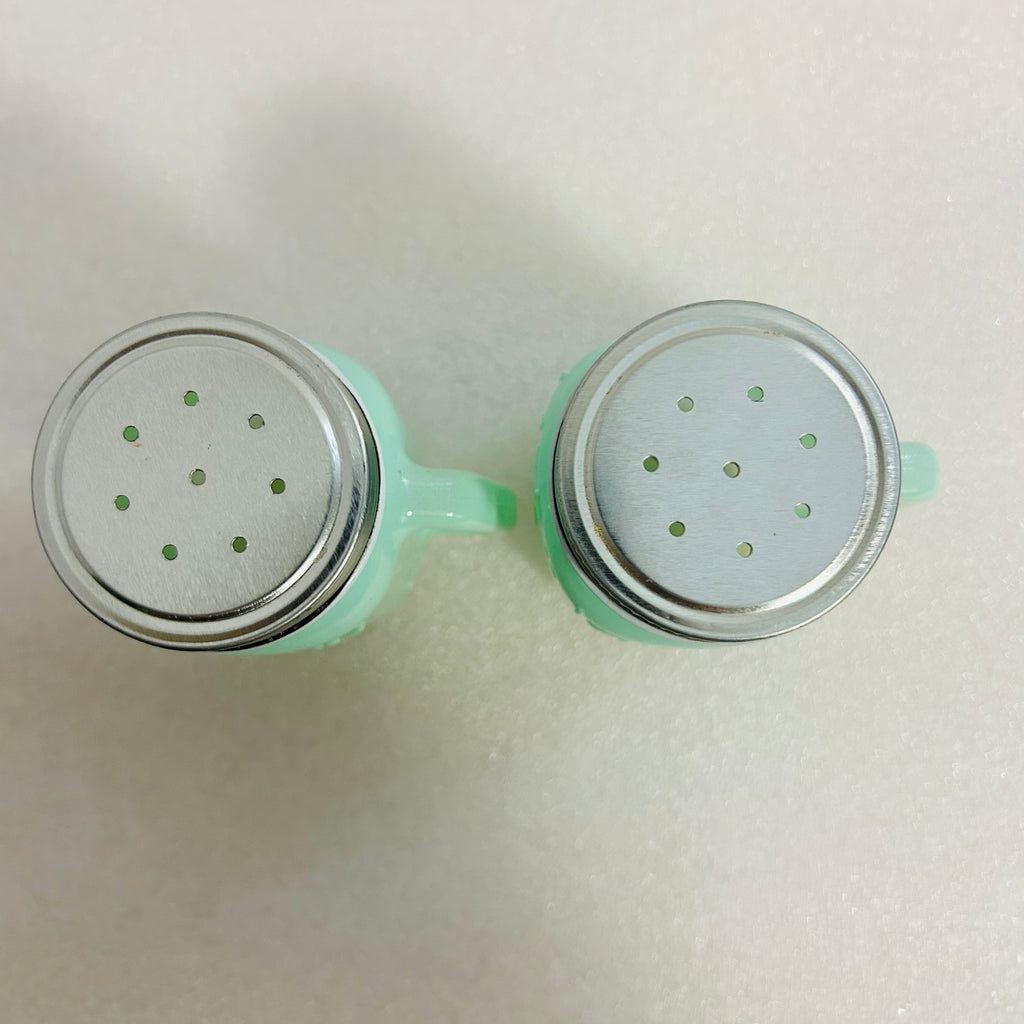 Mason Craft & More Jadeite Salt Pepper Shakers Set Green Glass