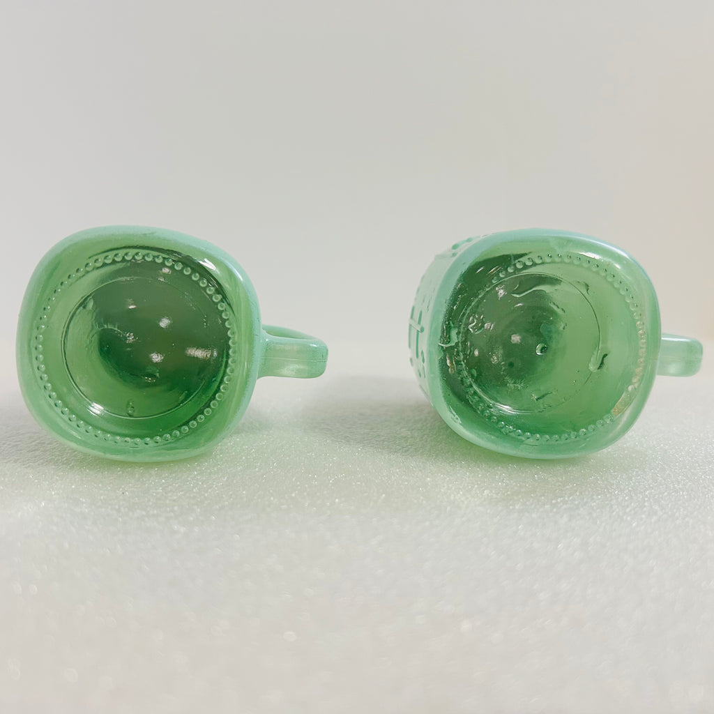 Mason Craft & More Jadeite Salt Pepper Shakers Set Green Glass