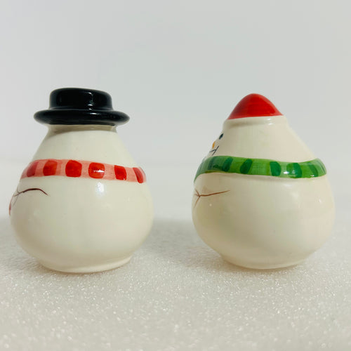 Ceramic Snowman Salt & Pepper Shakers Set Christmas Holiday