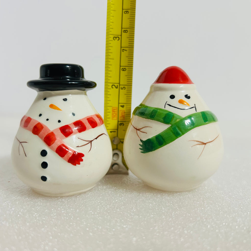 Ceramic Snowman Salt & Pepper Shakers Set Christmas Holiday