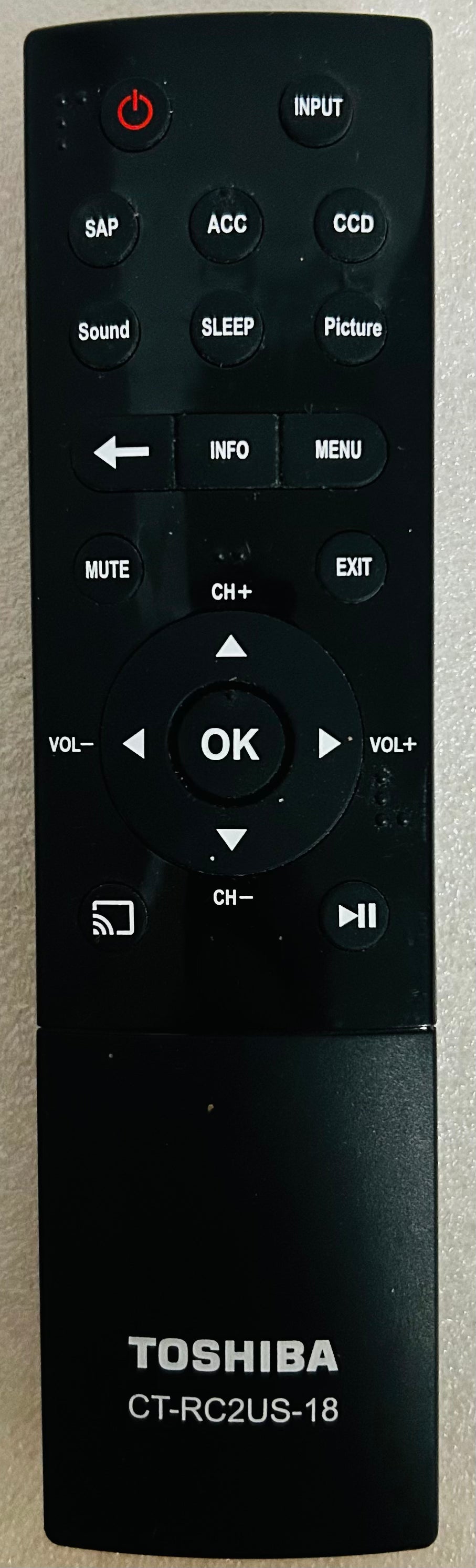 Toshiba CT-RC2US-18 OEM TV Remote Control Original Untested