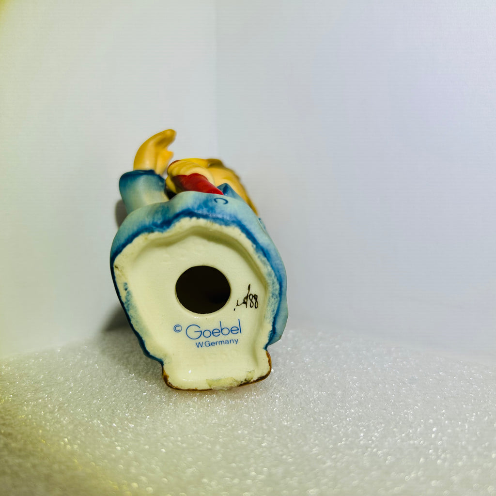Vintage Goebel Angel Figurine W Germany 3" Blue Robe Candle