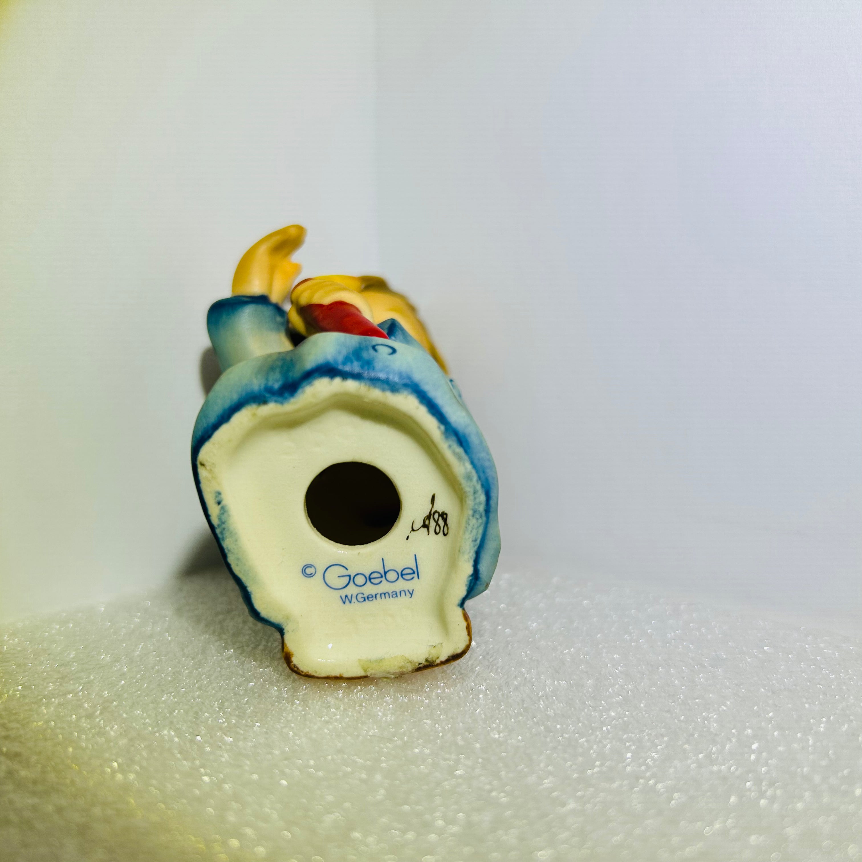 Vintage Goebel Angel Figurine W Germany 3" Blue Robe Candle