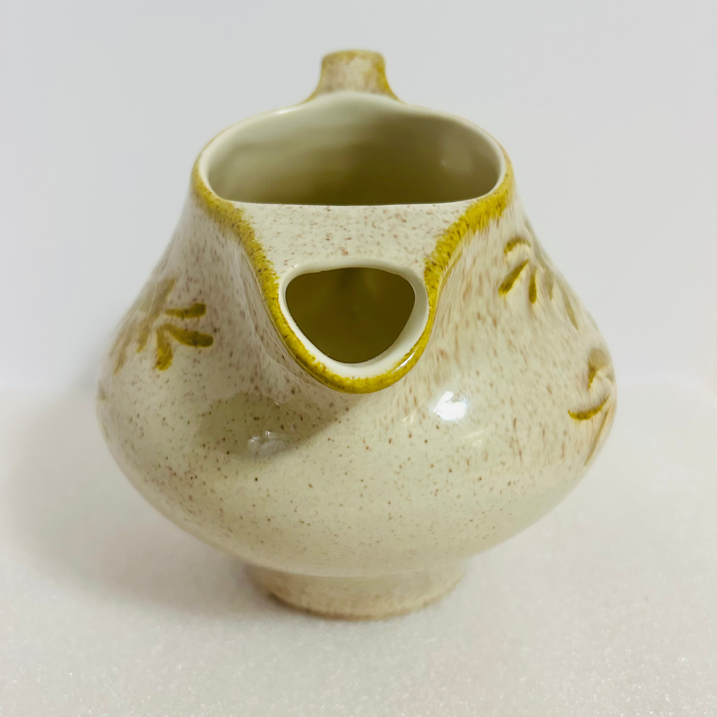Vintage Red Wing Damask Creamer Pitcher Green Floral Pottery USA