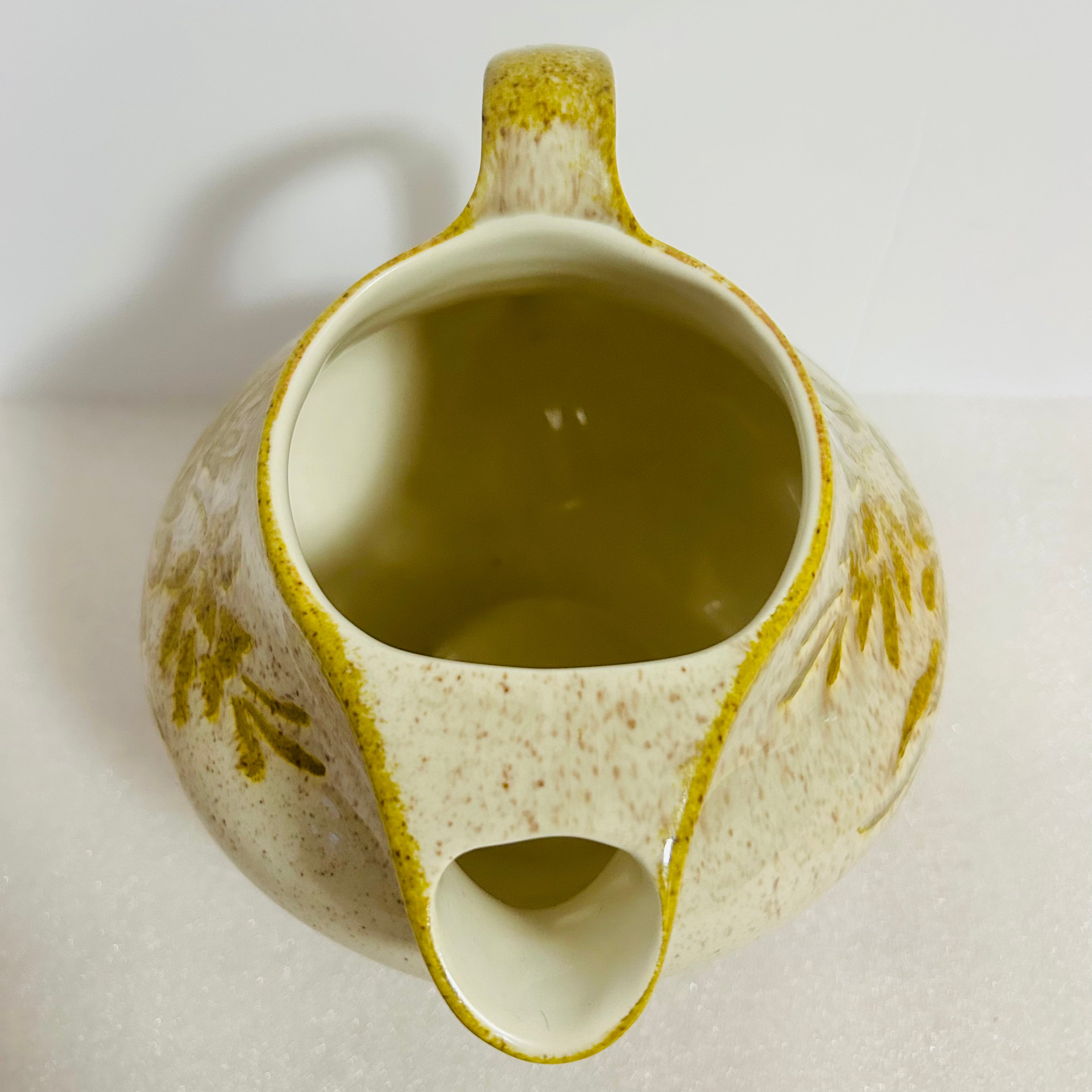 Vintage Red Wing Damask Creamer Pitcher Green Floral Pottery USA