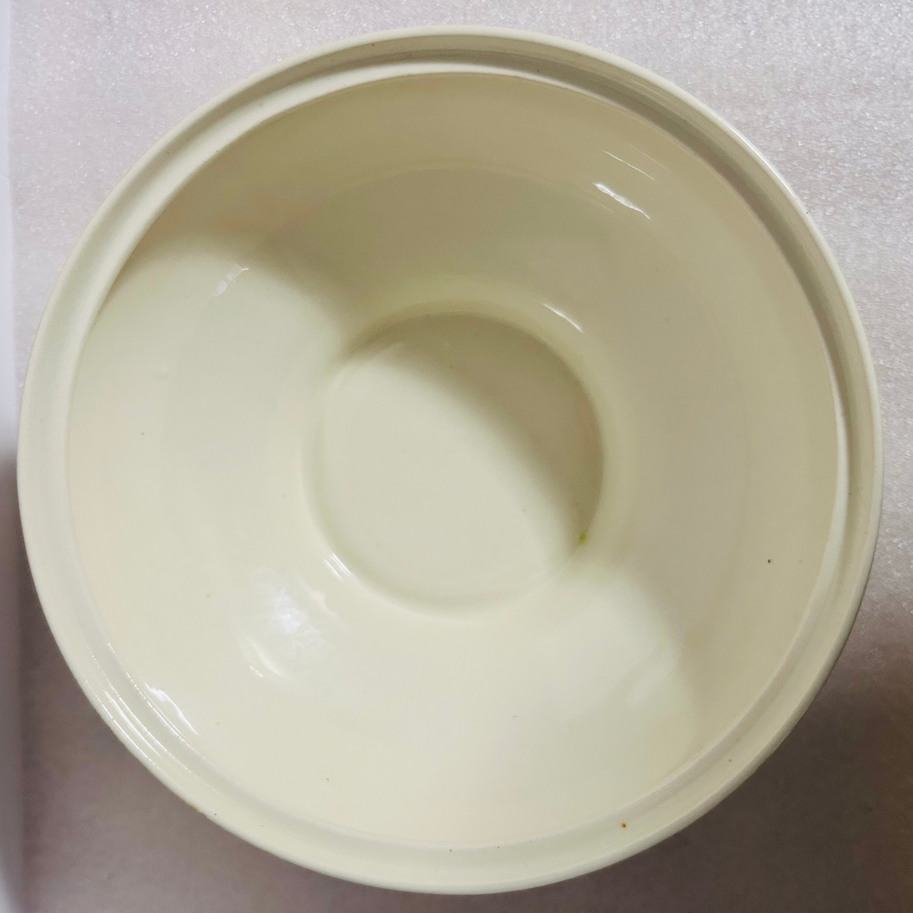 Vintage Red Wing Damask Covered Bowl 10” Green Floral w Original Lid