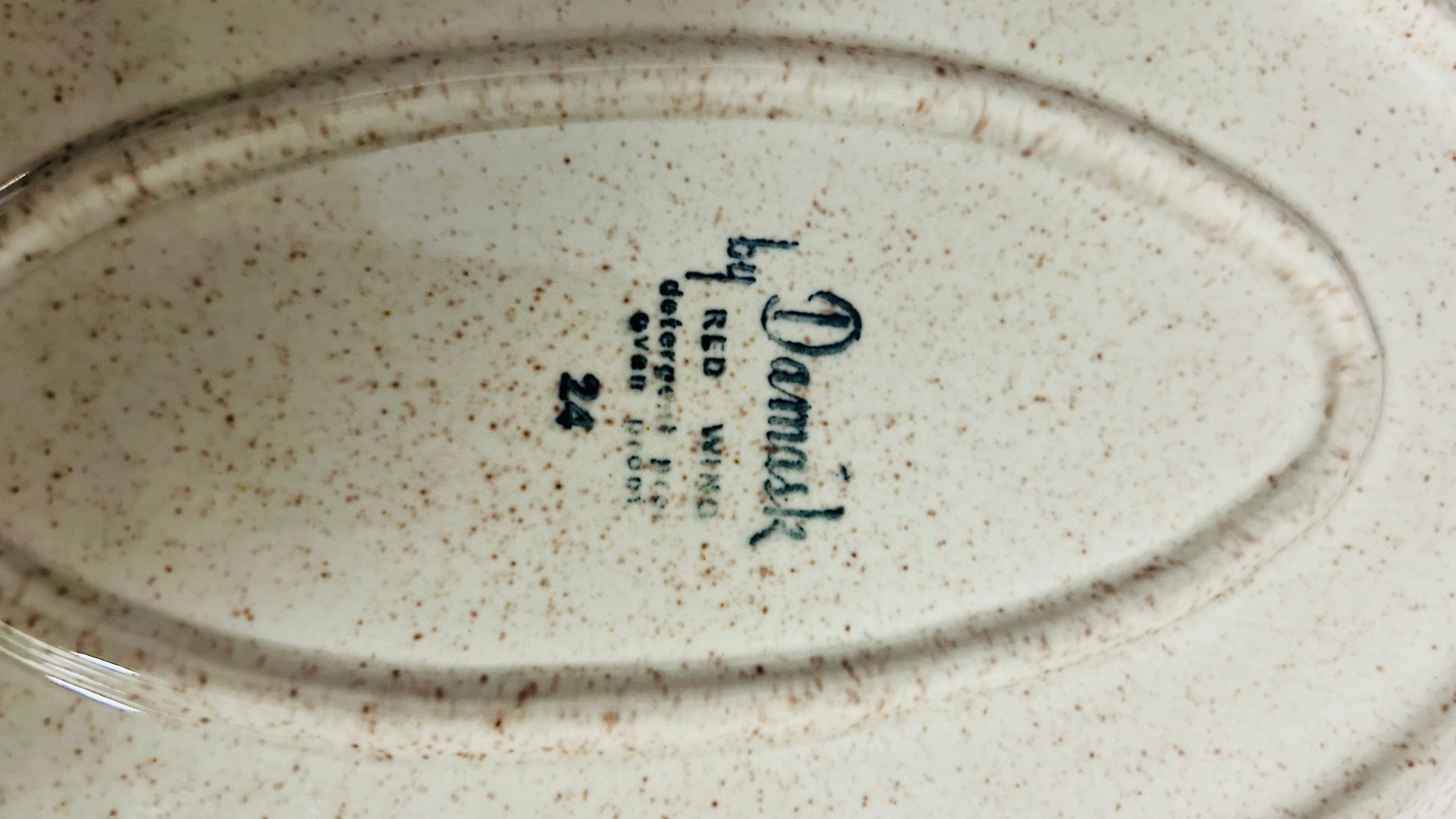 Vintage Red Wing Damask 24 Oval Platter Oven Proof Avocado Floral