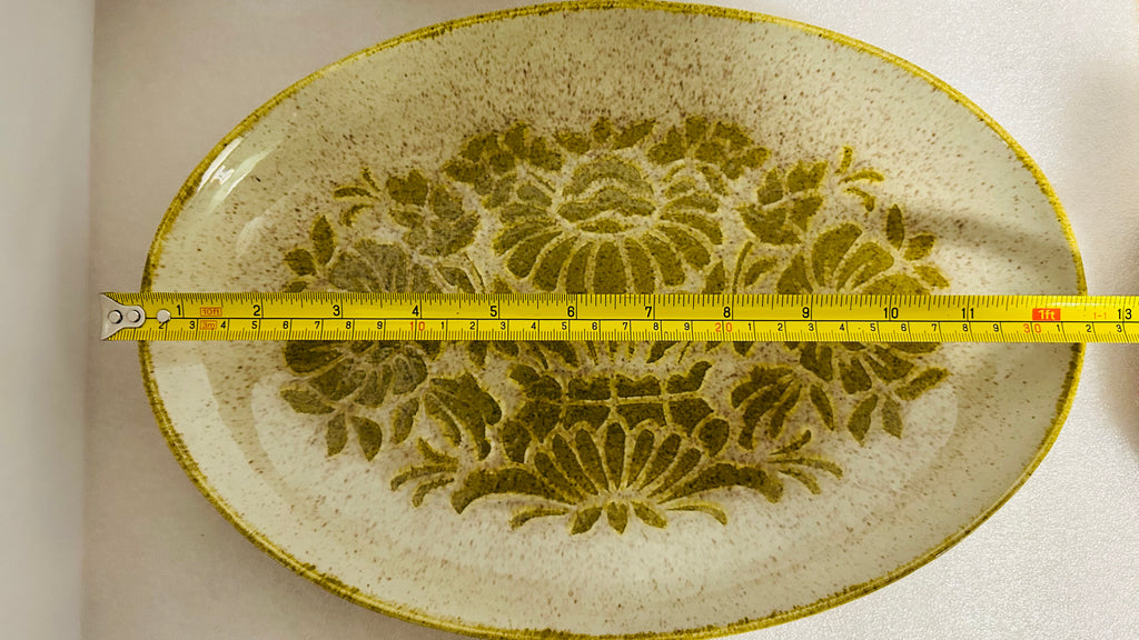 Vintage Red Wing Damask 24 Oval Platter Oven Proof Avocado Floral