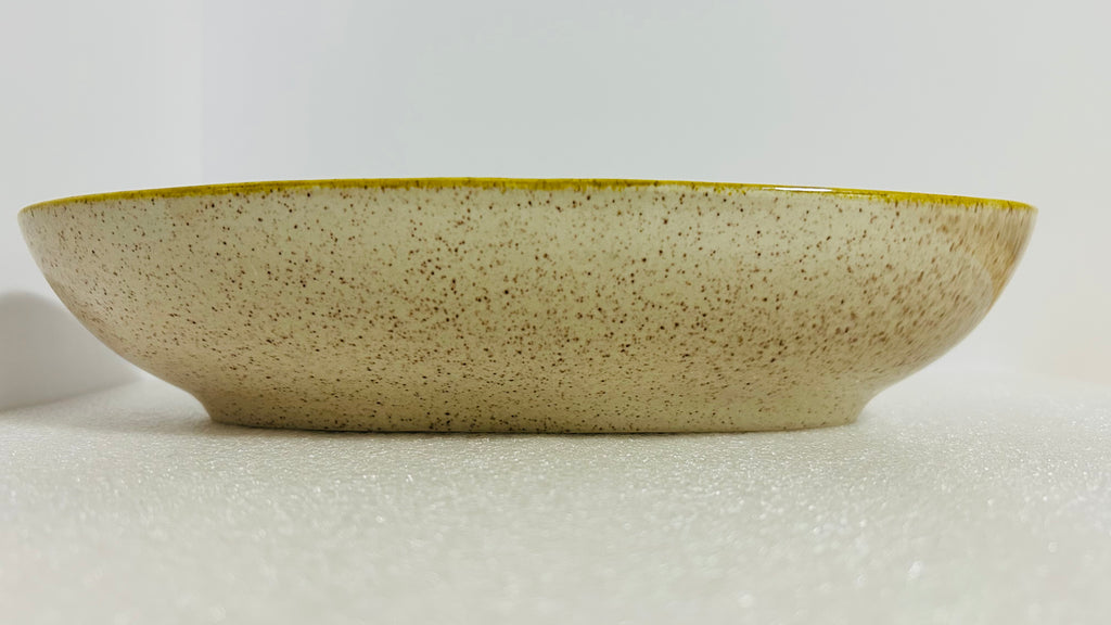 Red Wing Damask Divided Relish Dish 12” Oval Speckled Green Floral