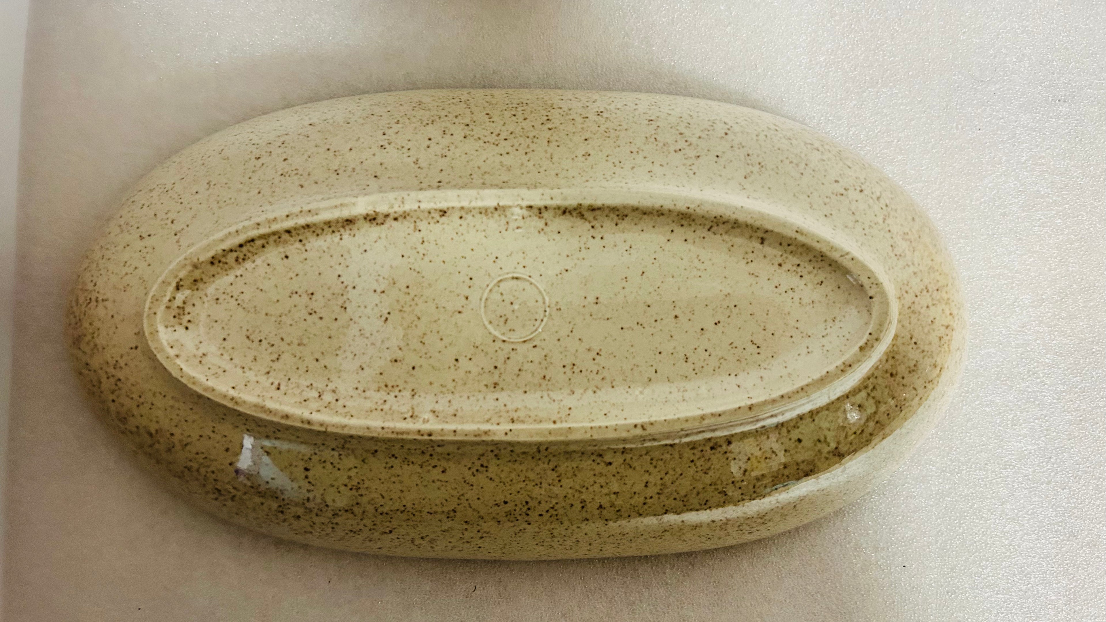 Red Wing Damask Divided Relish Dish 12” Oval Speckled Green Floral