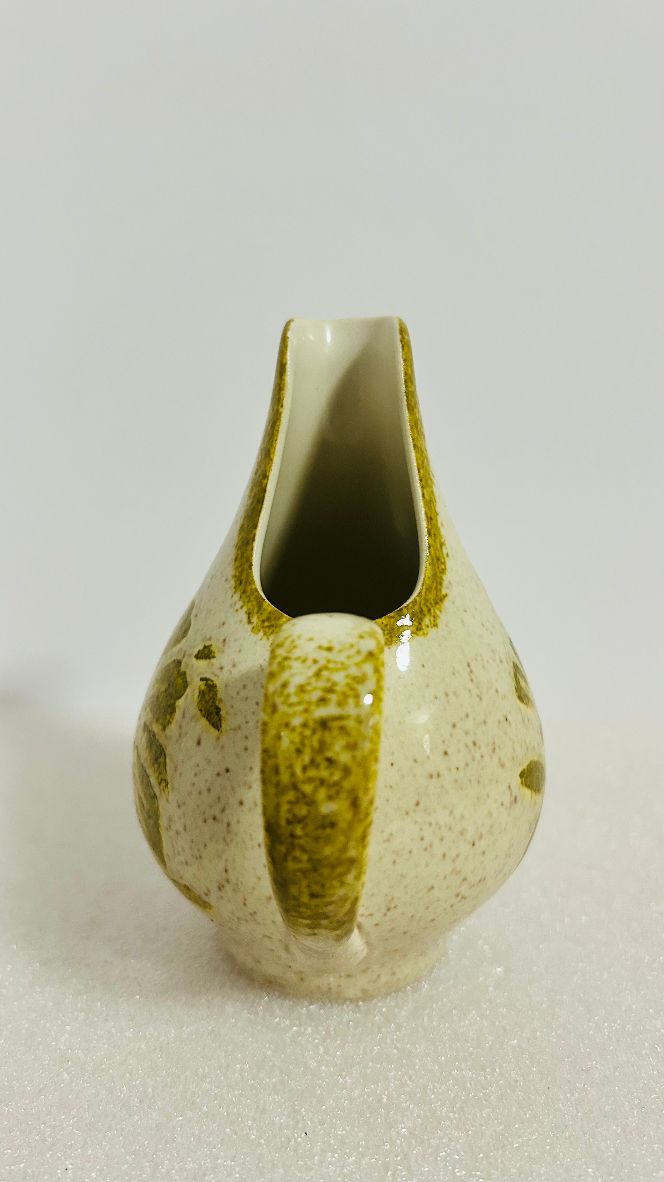 Vintage Red Wing Pottery Damask Mini Creamer – Green Floral – Approx. 4” – USA