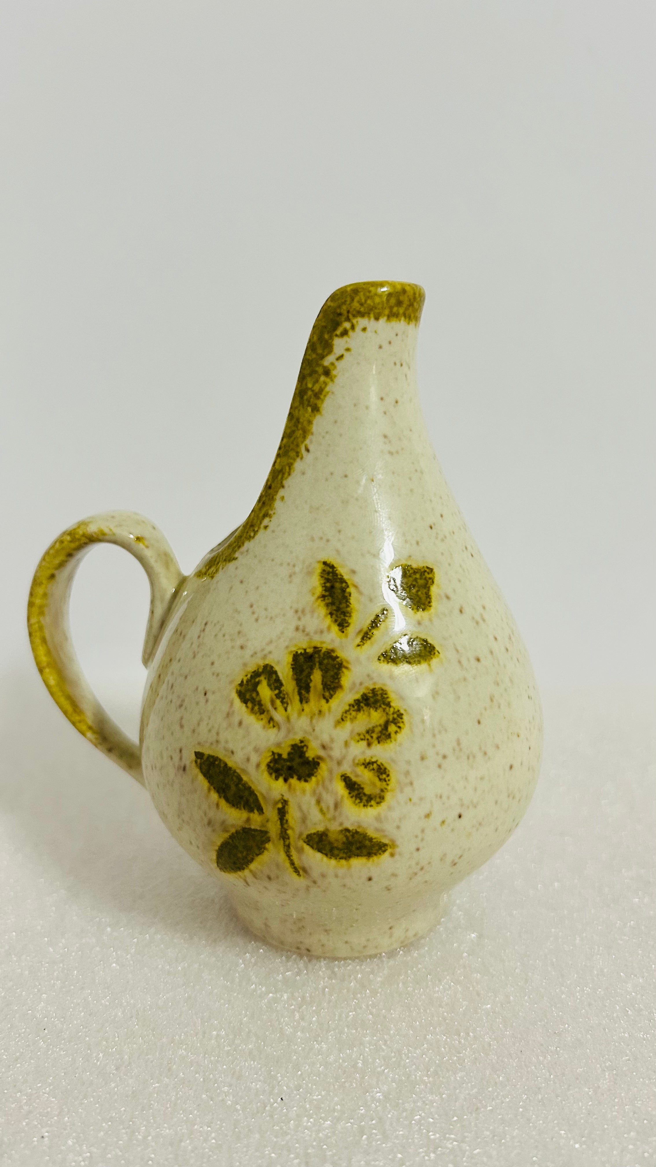 Vintage Red Wing Pottery Damask Mini Creamer – Green Floral – Approx. 4” – USA