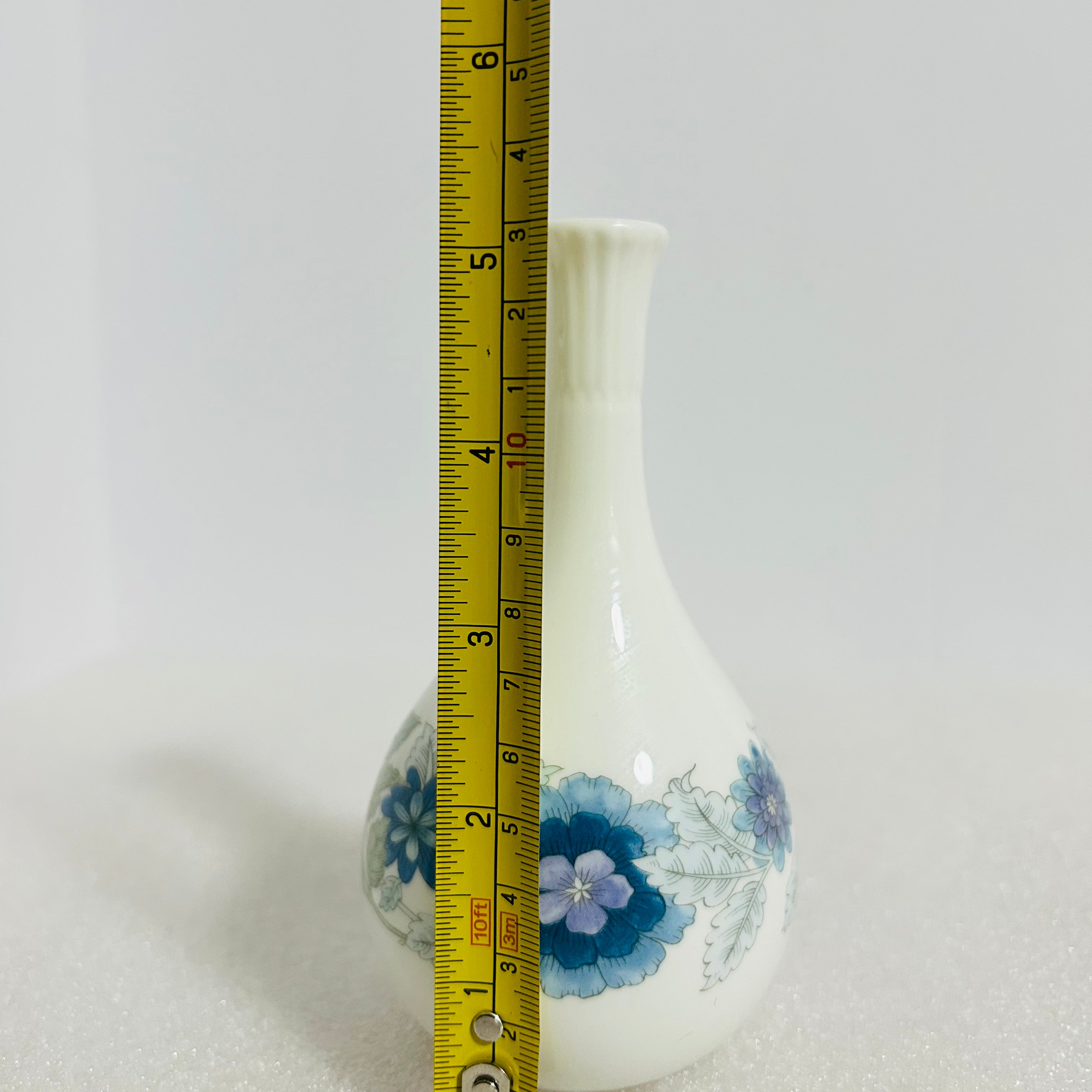 Wedgwood Clementine Bud Vase Bone China England Blue Floral