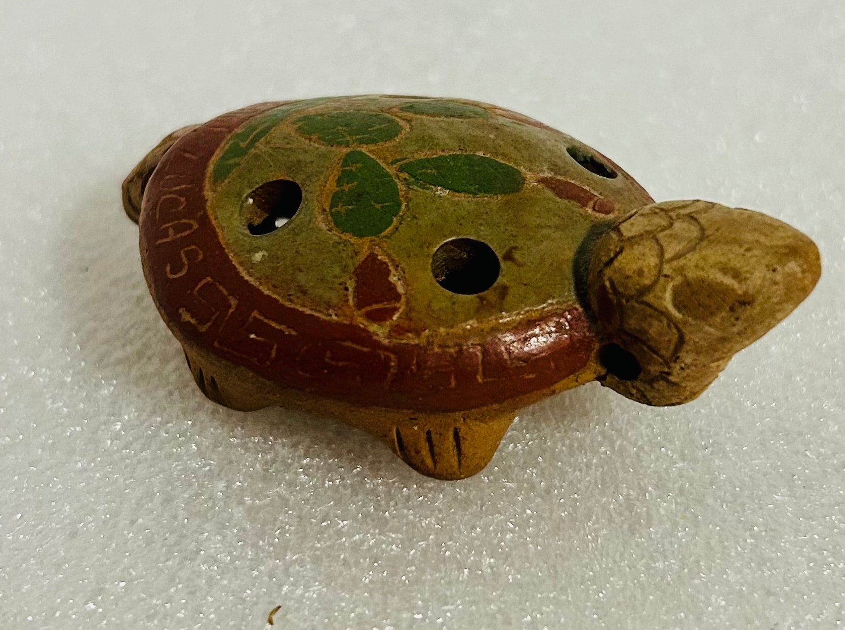 Vintage Cabo San Lucas Mexico Clay Turtle Whistle Ocarina 3in