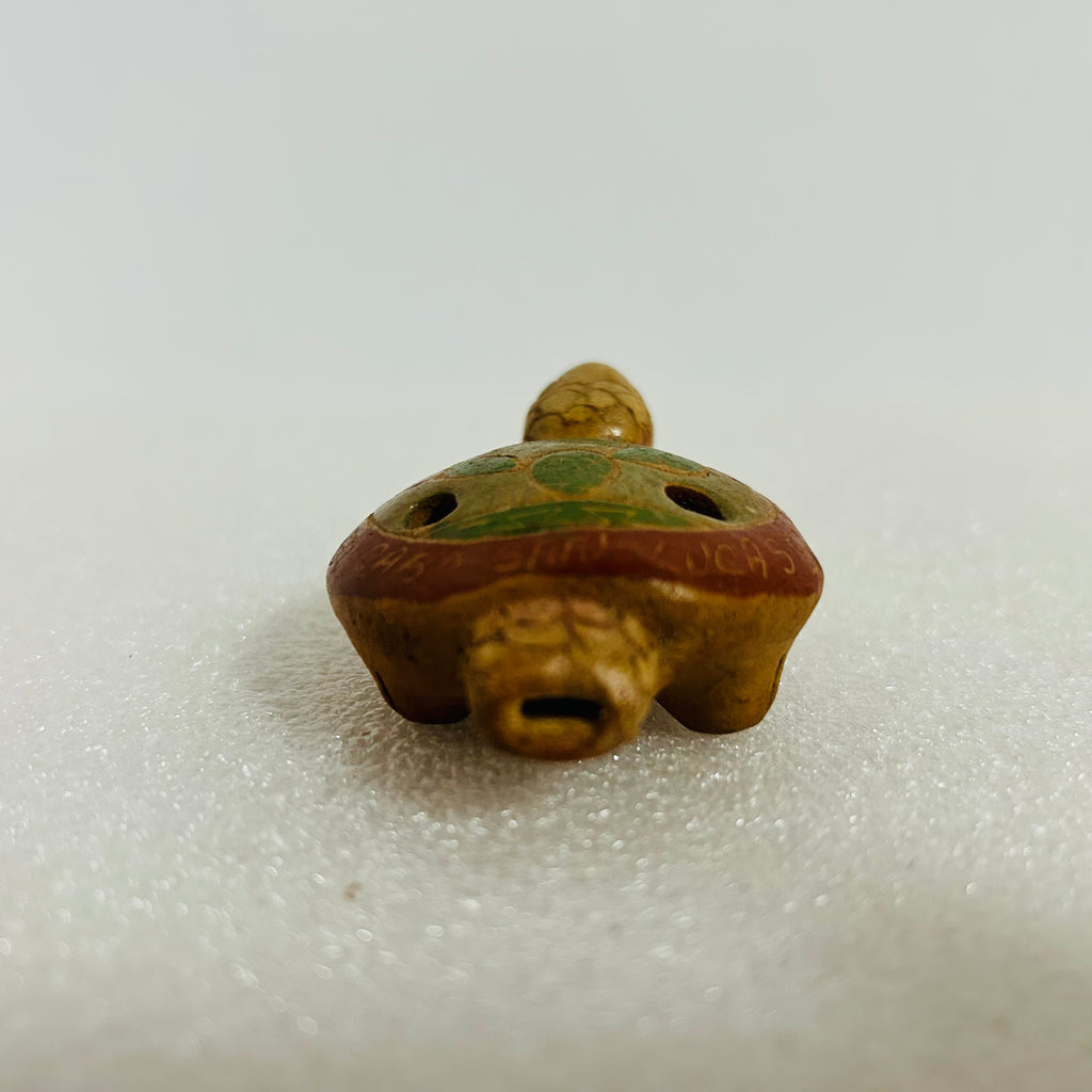 Vintage Cabo San Lucas Mexico Clay Turtle Whistle Ocarina 3in