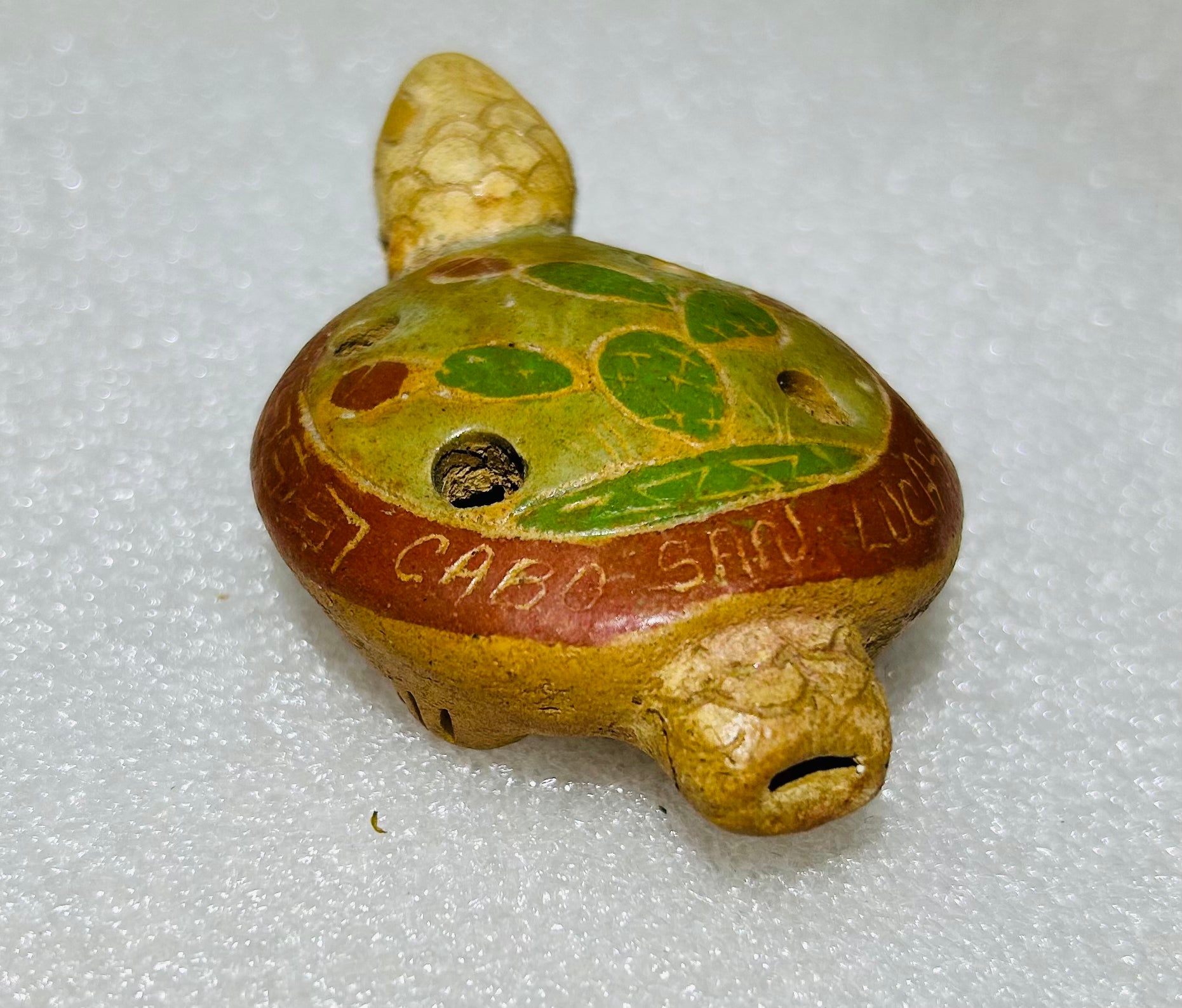 Vintage Cabo San Lucas Mexico Clay Turtle Whistle Ocarina 3in