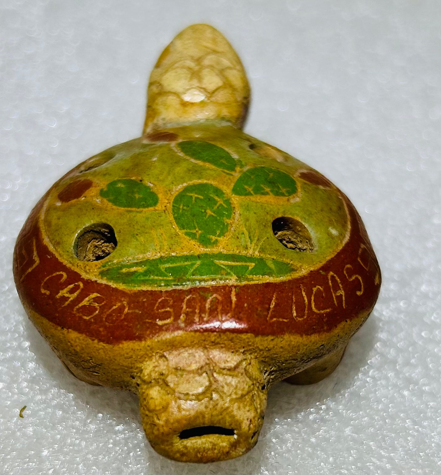 Vintage Cabo San Lucas Mexico Clay Turtle Whistle Ocarina 3in