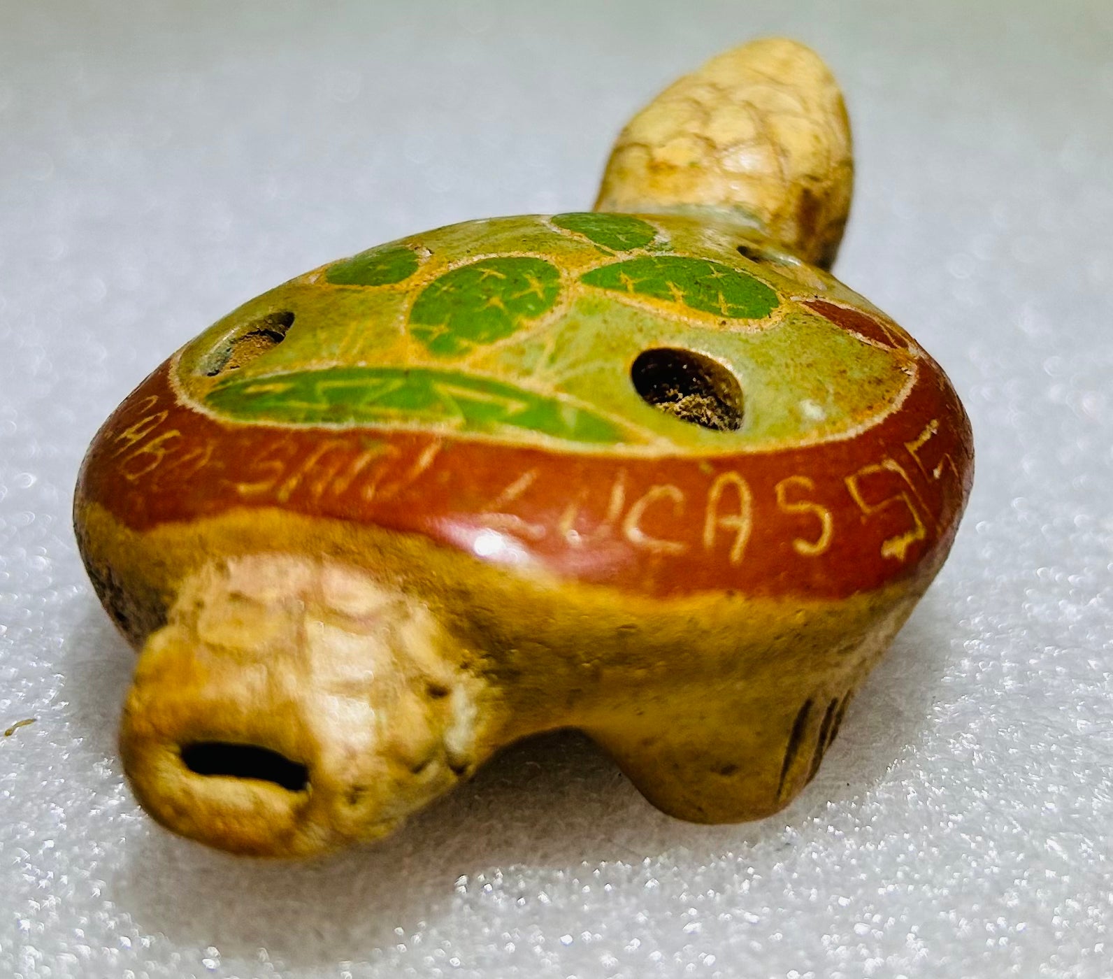 Vintage Cabo San Lucas Mexico Clay Turtle Whistle Ocarina 3in