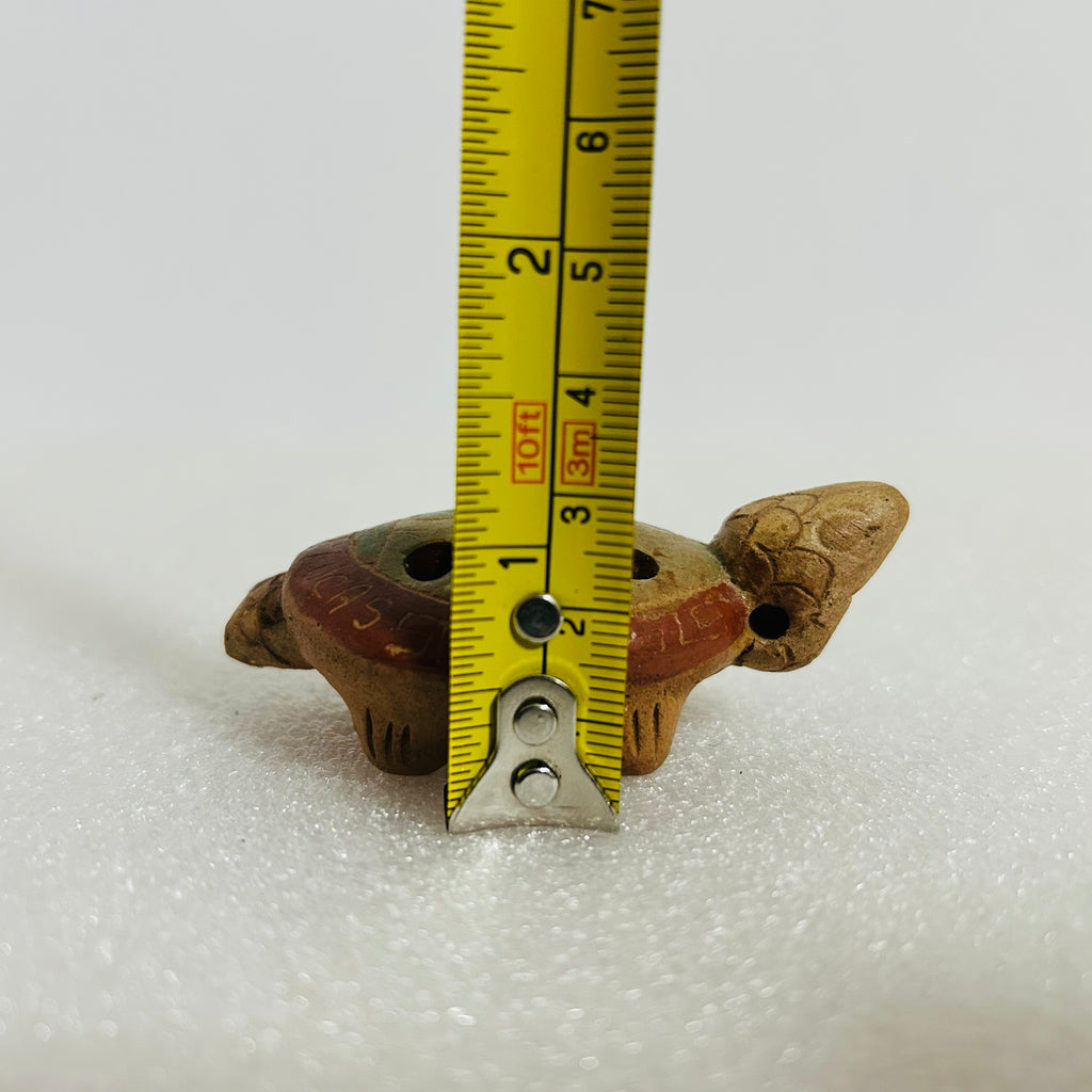 Vintage Cabo San Lucas Mexico Clay Turtle Whistle Ocarina 3in