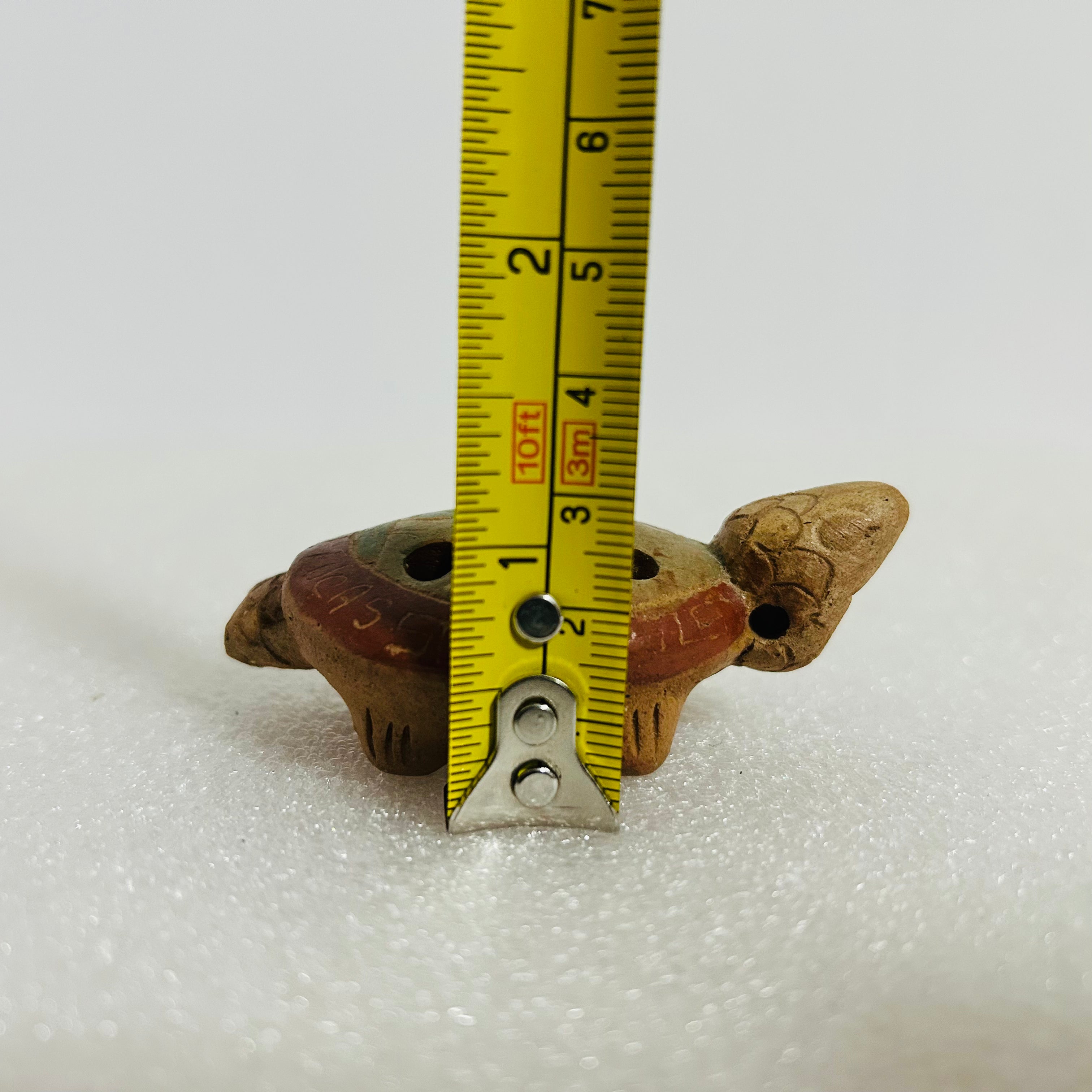 Vintage Cabo San Lucas Mexico Clay Turtle Whistle Ocarina 3in