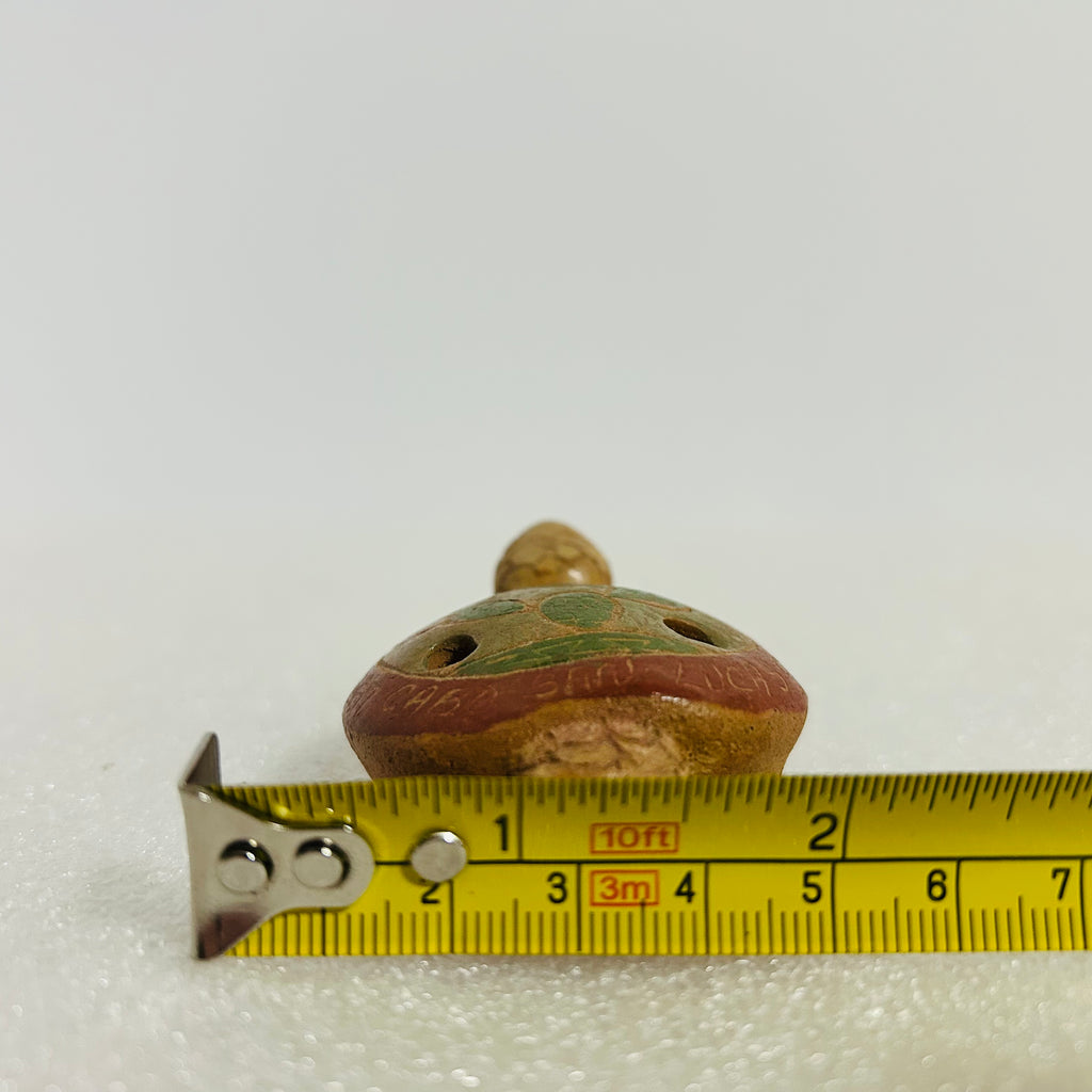 Vintage Cabo San Lucas Mexico Clay Turtle Whistle Ocarina 3in