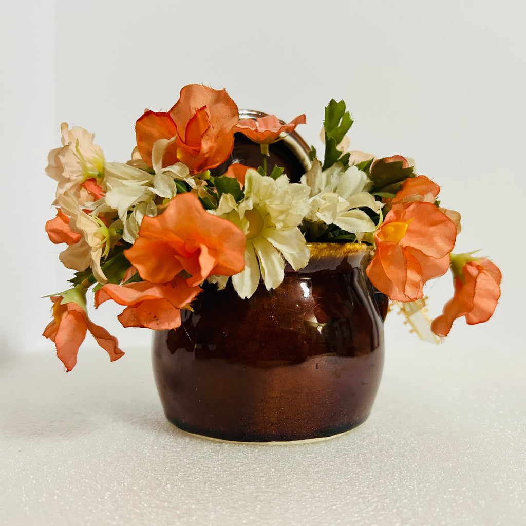 Hull USA Brown Drip Pottery Planter Small Jardiniere
