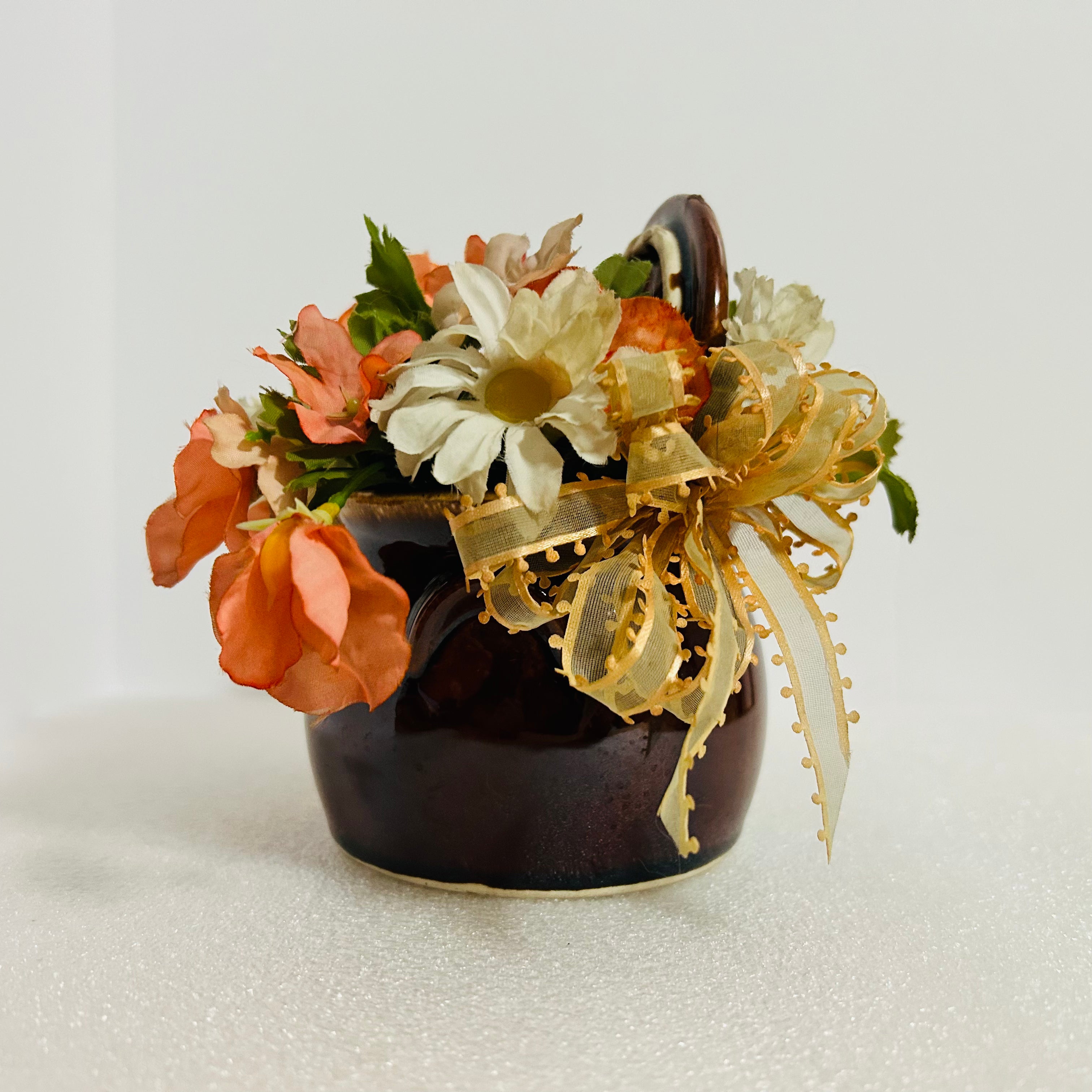 Hull USA Brown Drip Pottery Planter Small Jardiniere