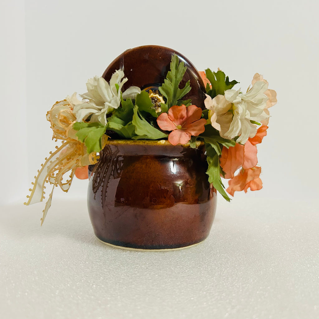 Hull USA Brown Drip Pottery Planter Small Jardiniere