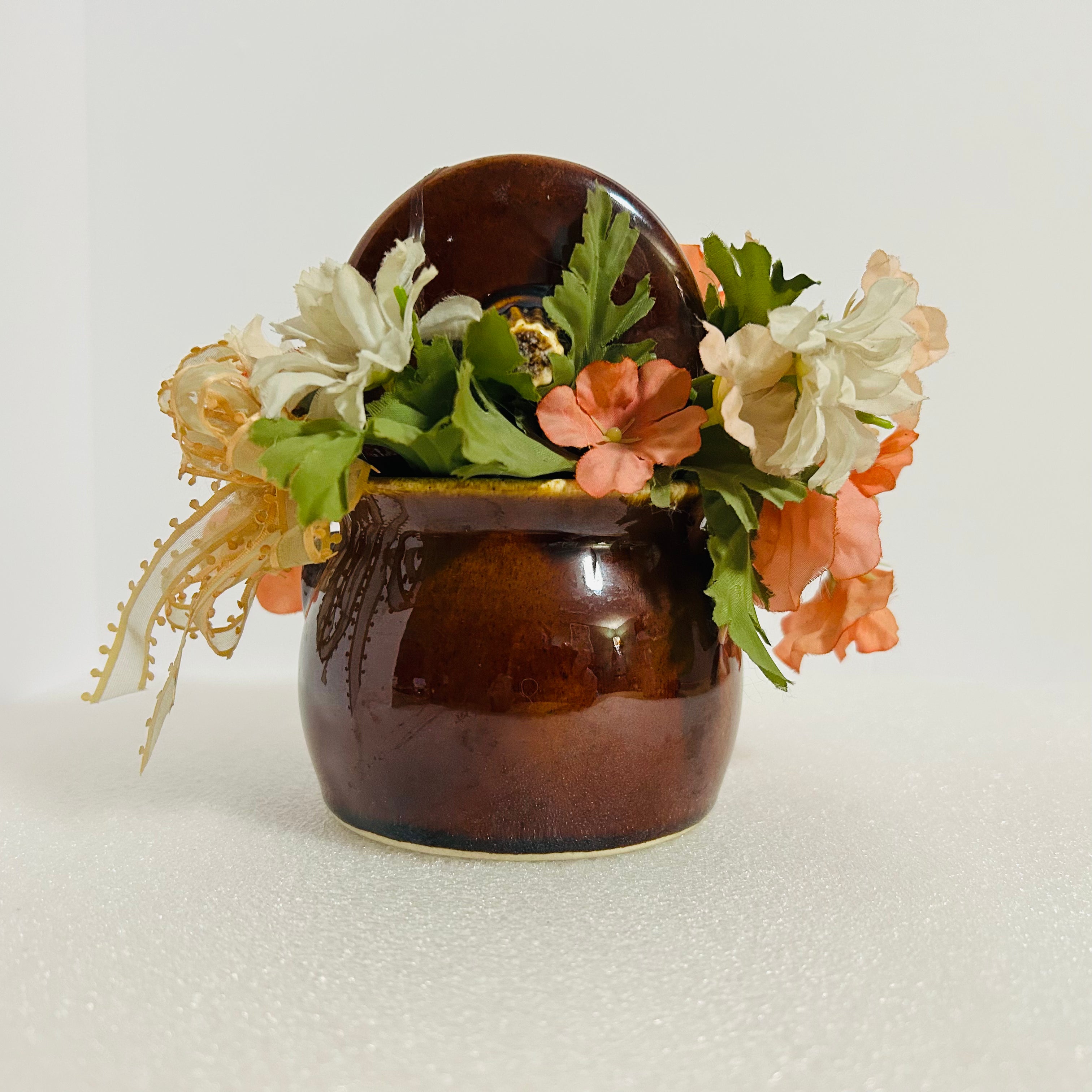 Hull USA Brown Drip Pottery Planter Small Jardiniere