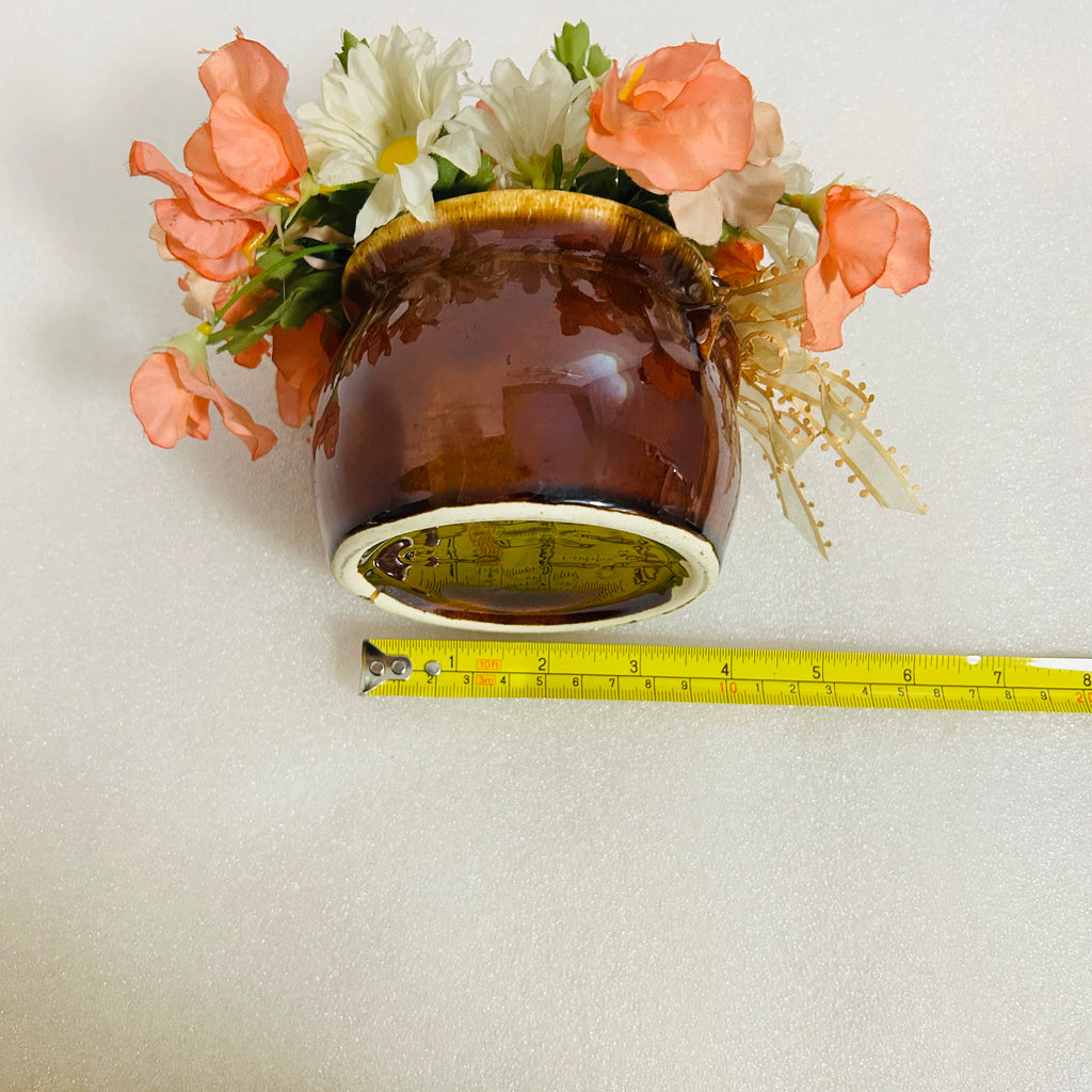 Hull USA Brown Drip Pottery Planter Small Jardiniere