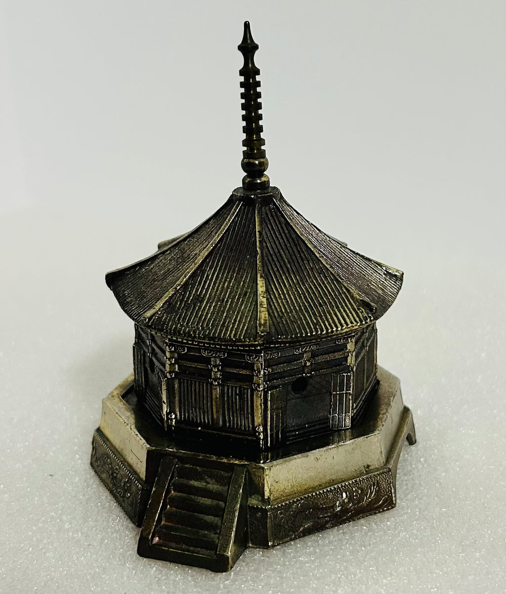 Vintage Japanese Brass Pagoda Incense Burner Temple Made In Japan
