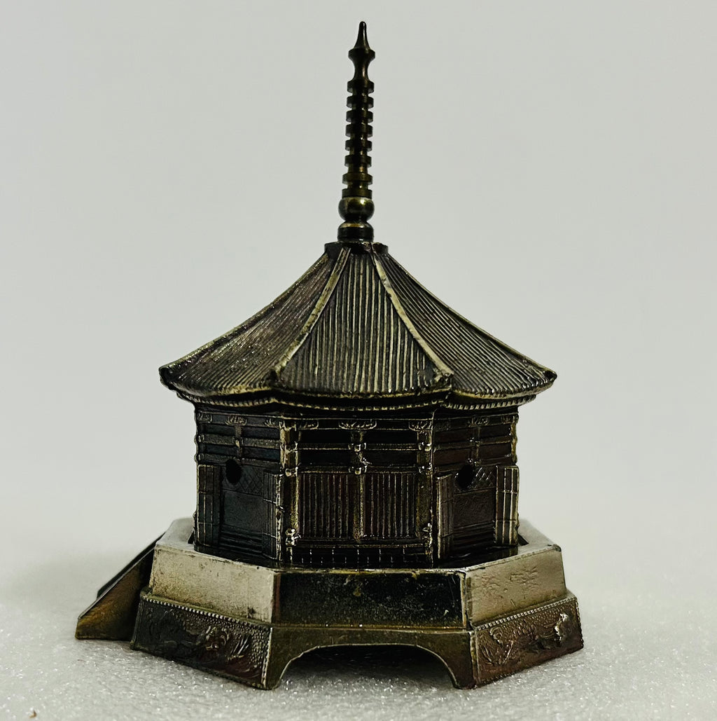 Vintage Japanese Brass Pagoda Incense Burner Temple Made In Japan