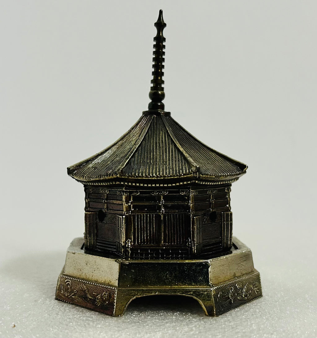 Vintage Japanese Brass Pagoda Incense Burner Temple Made In Japan