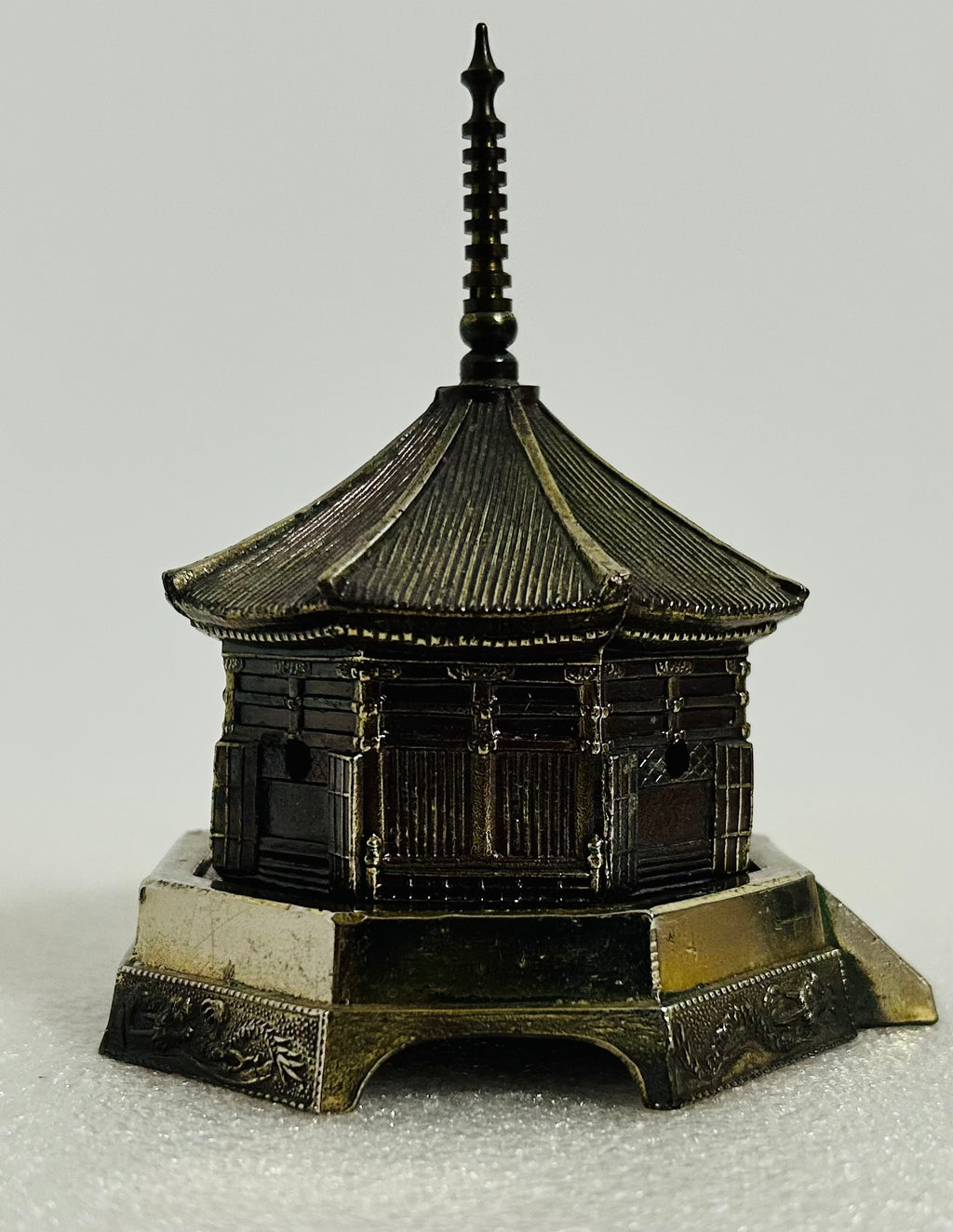 Vintage Japanese Brass Pagoda Incense Burner Temple Made In Japan
