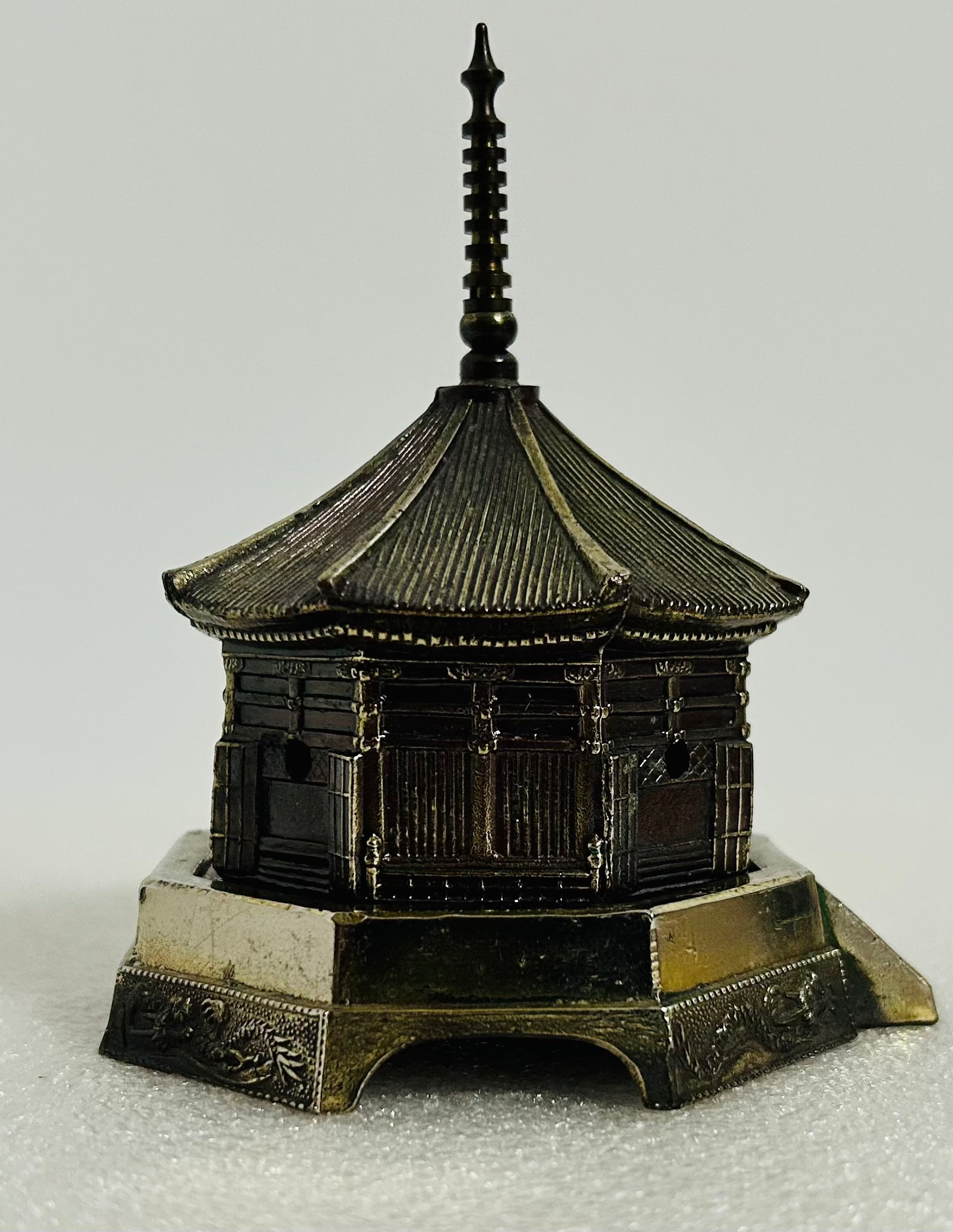 Vintage Japanese Brass Pagoda Incense Burner Temple Made In Japan