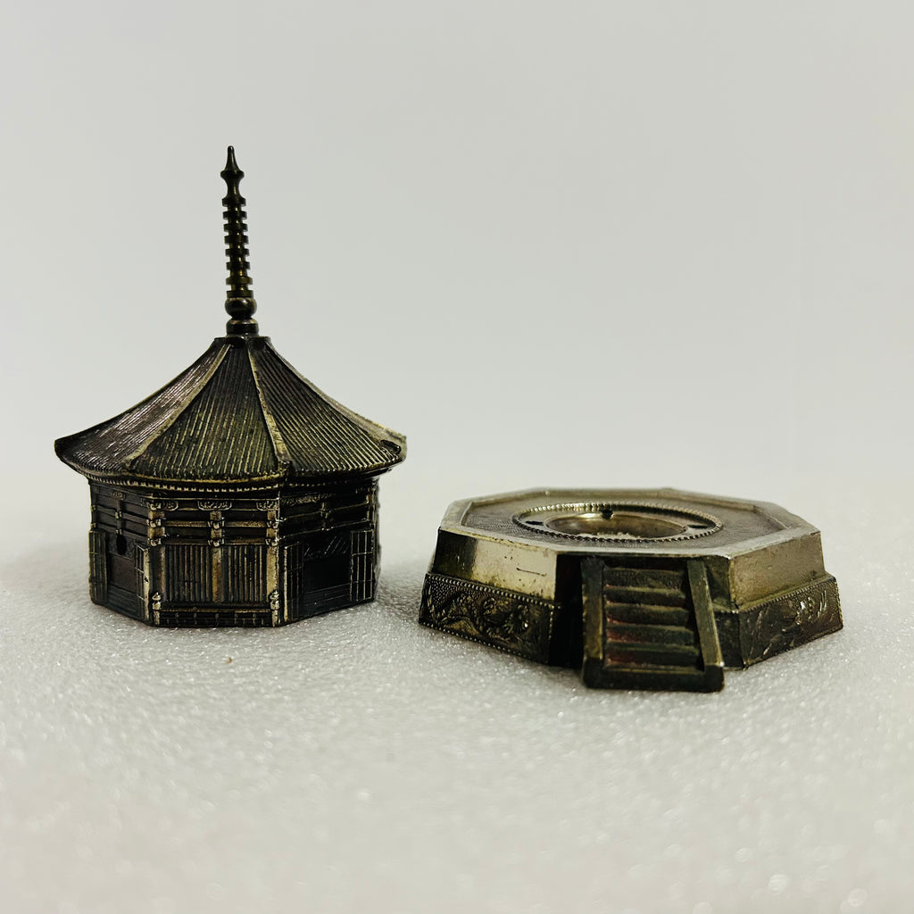 Vintage Japanese Brass Pagoda Incense Burner Temple Made In Japan
