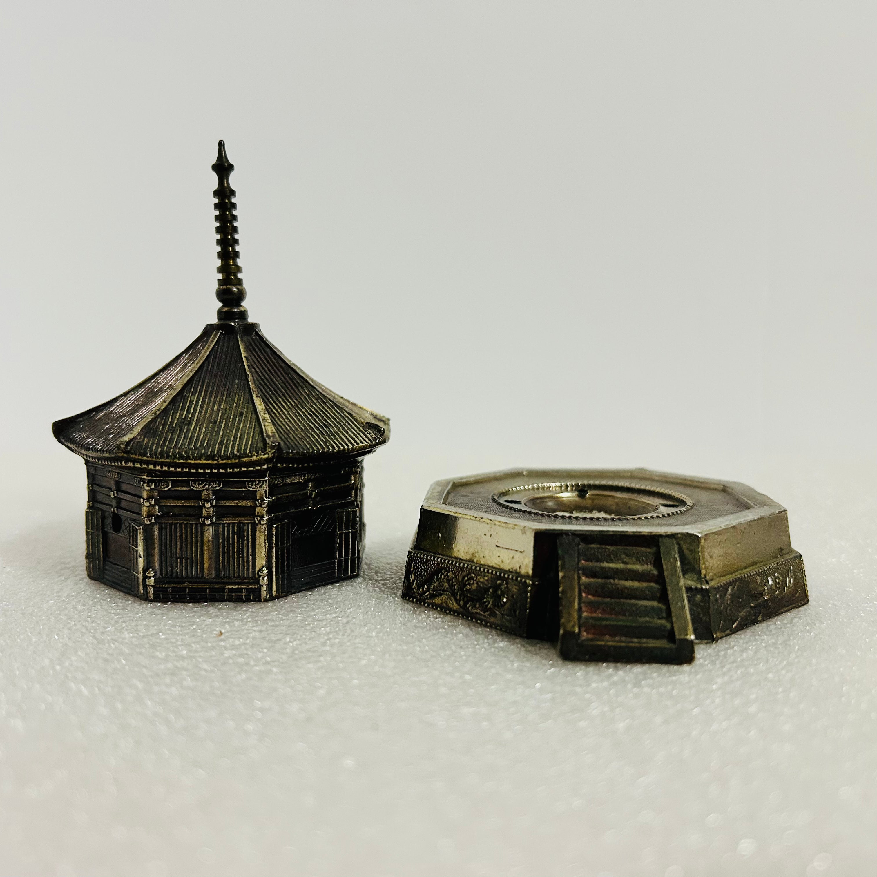 Vintage Japanese Brass Pagoda Incense Burner Temple Made In Japan
