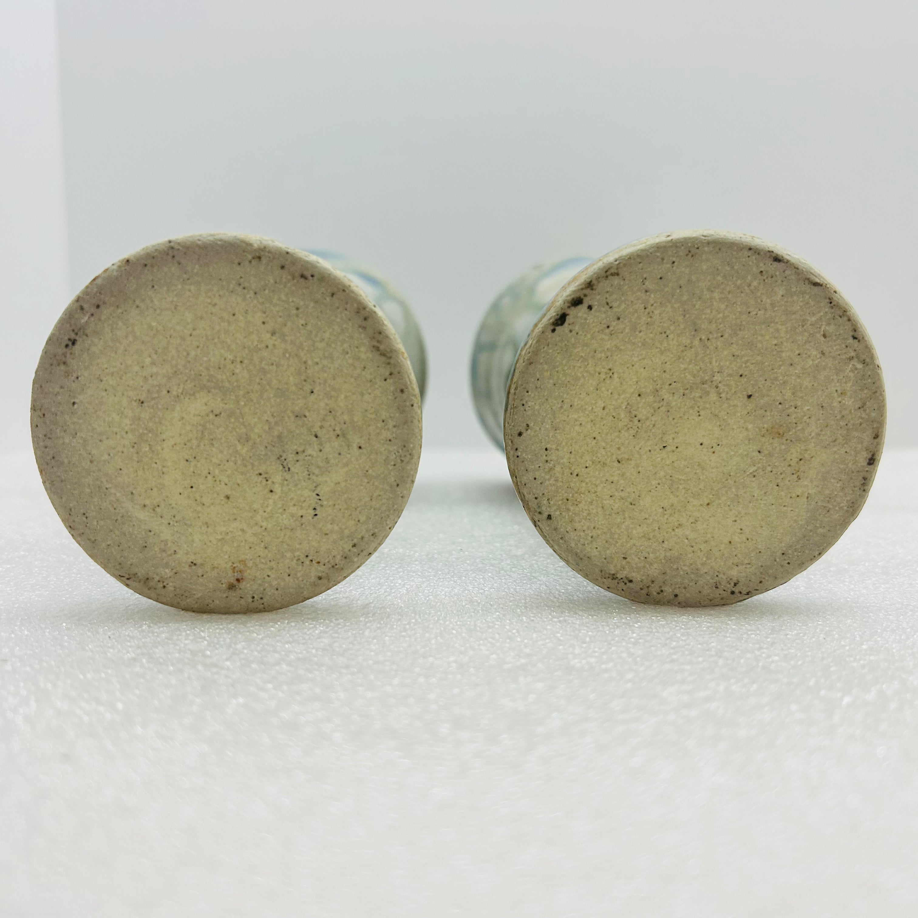 Vintage Studio Pottery Wine Goblets Blue Green Drip Glaze M Seal Set of 2