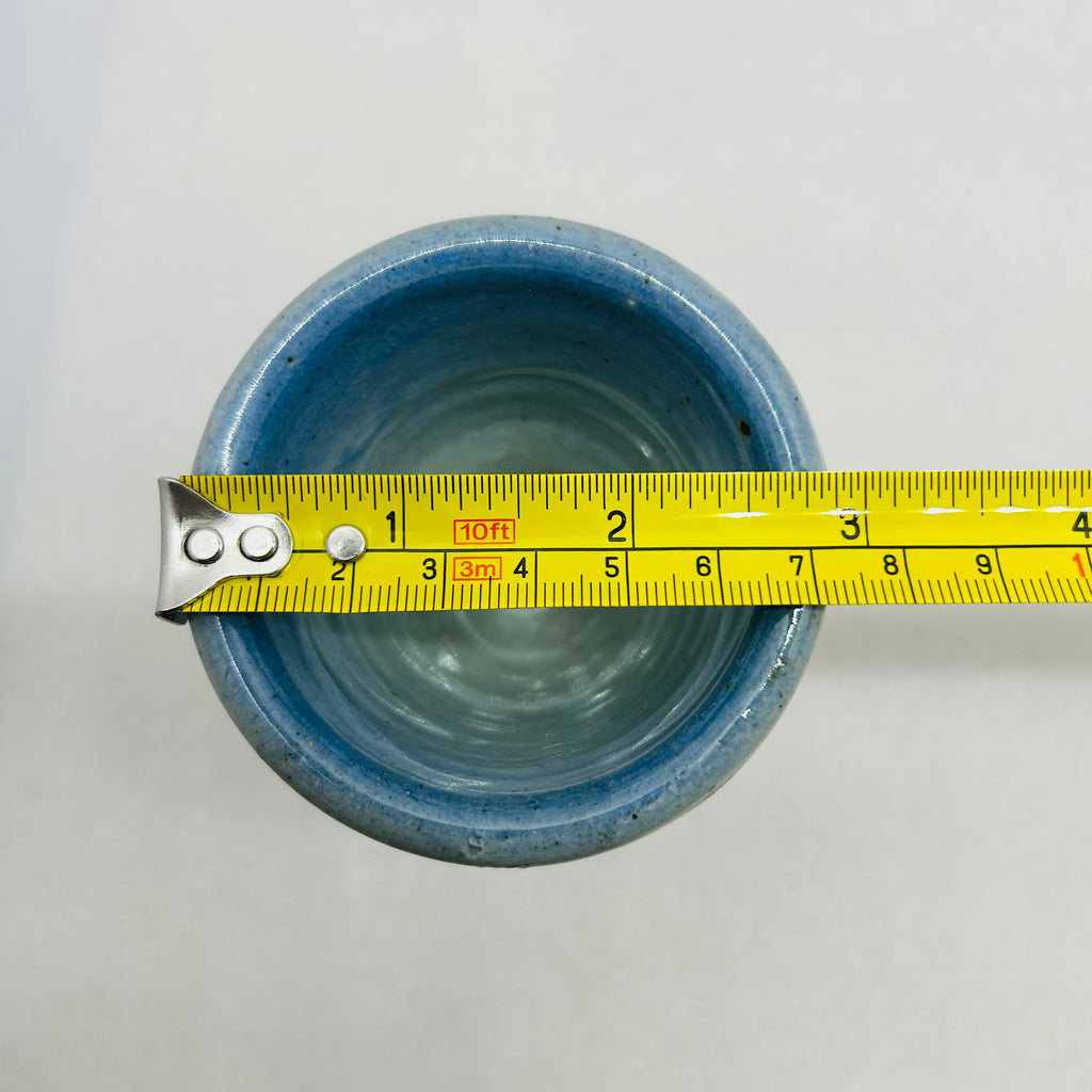 Vintage Studio Pottery Wine Goblets Blue Green Drip Glaze M Seal Set of 2