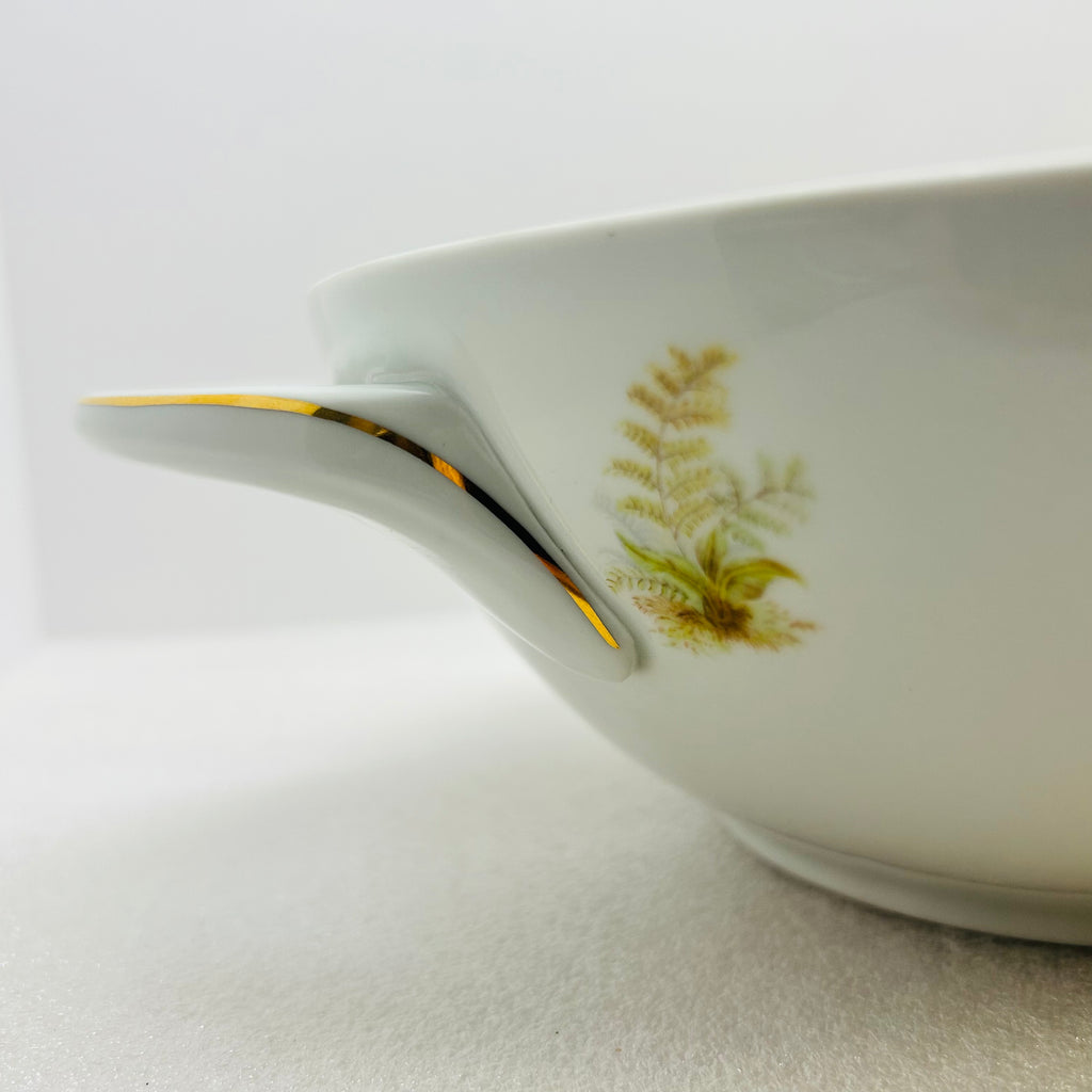 Winterling Bavaria Germany 3pc Serving Set Fern Gold Trim Bowl Gravy Boat