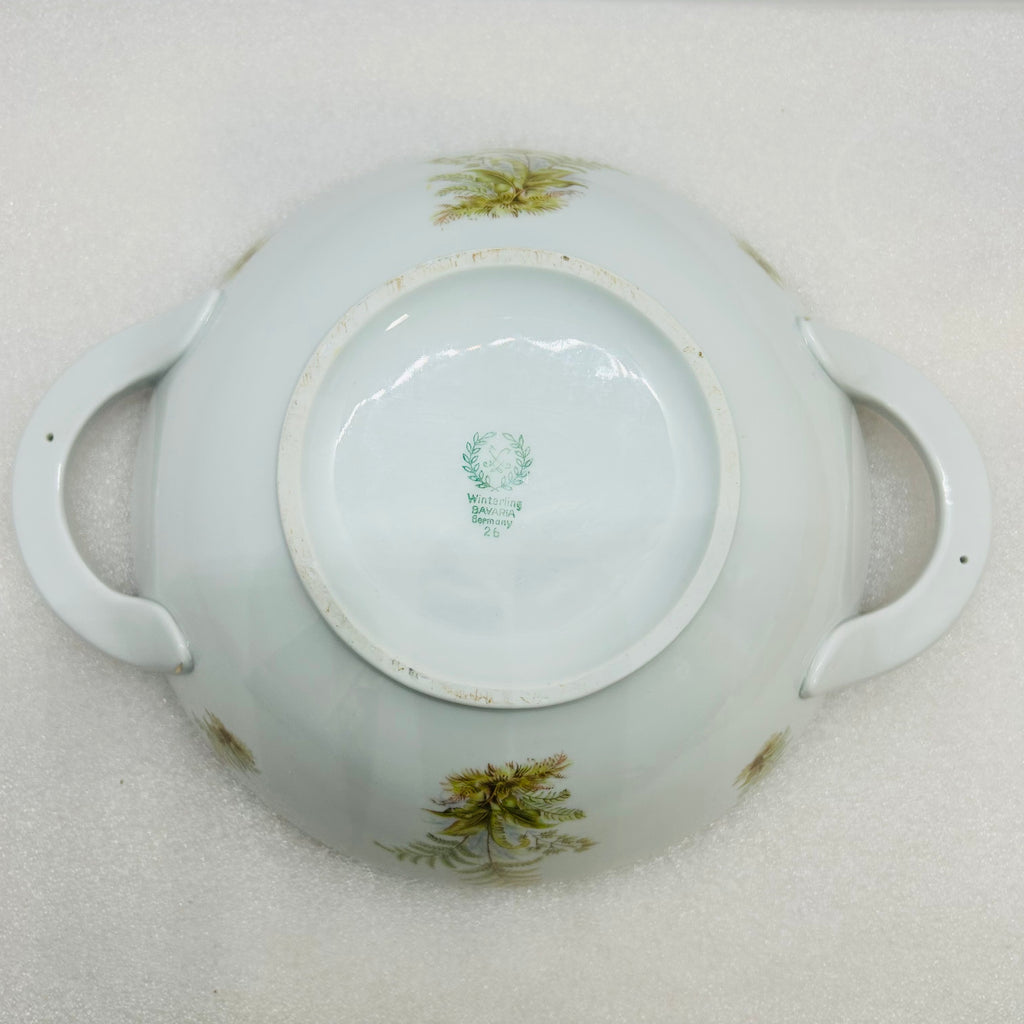 Winterling Bavaria Germany 3pc Serving Set Fern Gold Trim Bowl Gravy Boat